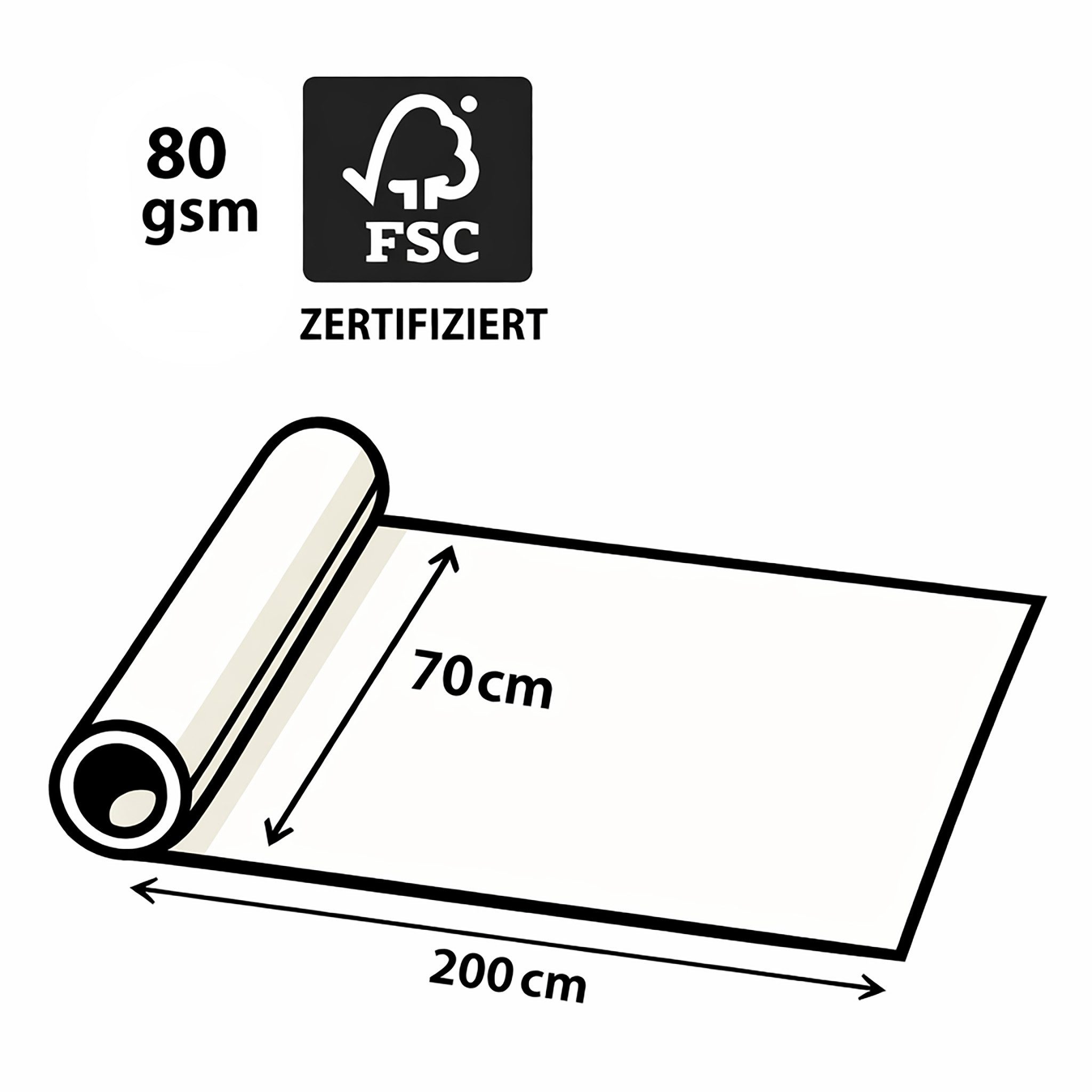 Star Geschenkpapier, Geschenkpapier Eukalyptus Blätter Motiv 70cm x 2m Rolle Weiß / Grün
