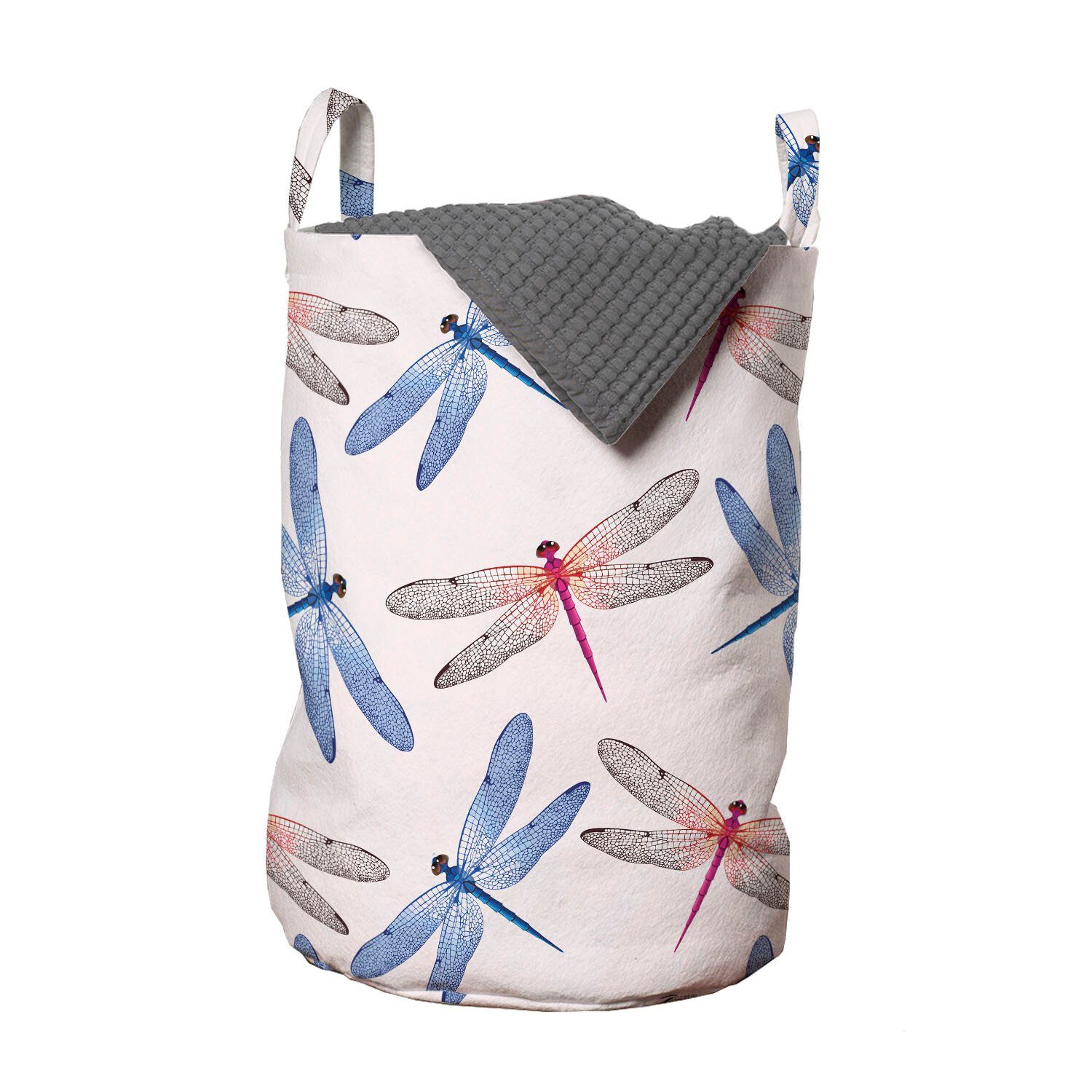 Abakuhaus für Waschsalons, Libellen-Flügel-Kunst Wäschesäckchen Kordelzugverschluss Griffen Tierkunst Wäschekorb mit