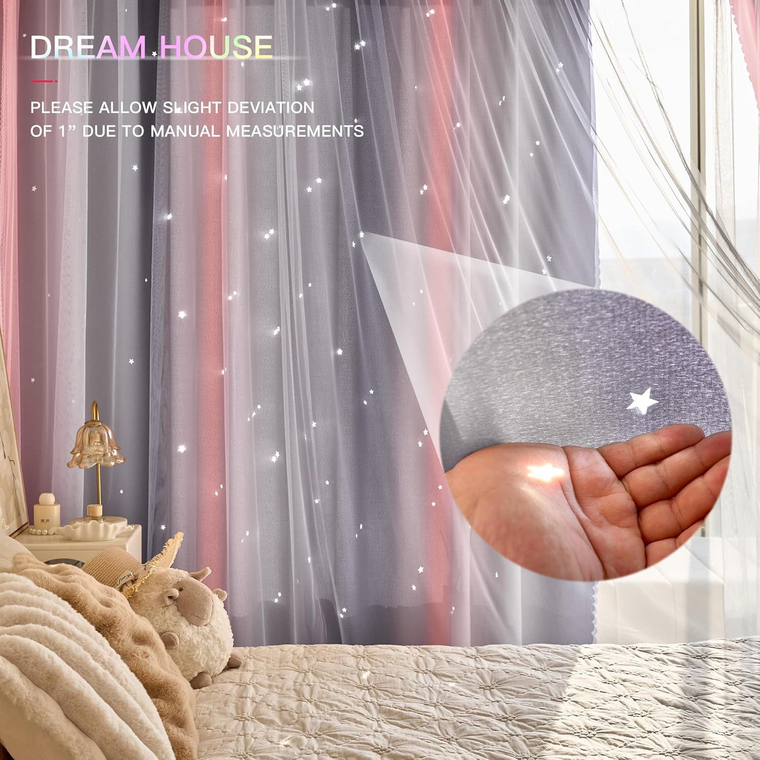 Coonoor Verdunkelungsvorhang Glänzend Sterne Vorhänge, 2er Set Doppellagige günstig online kaufen