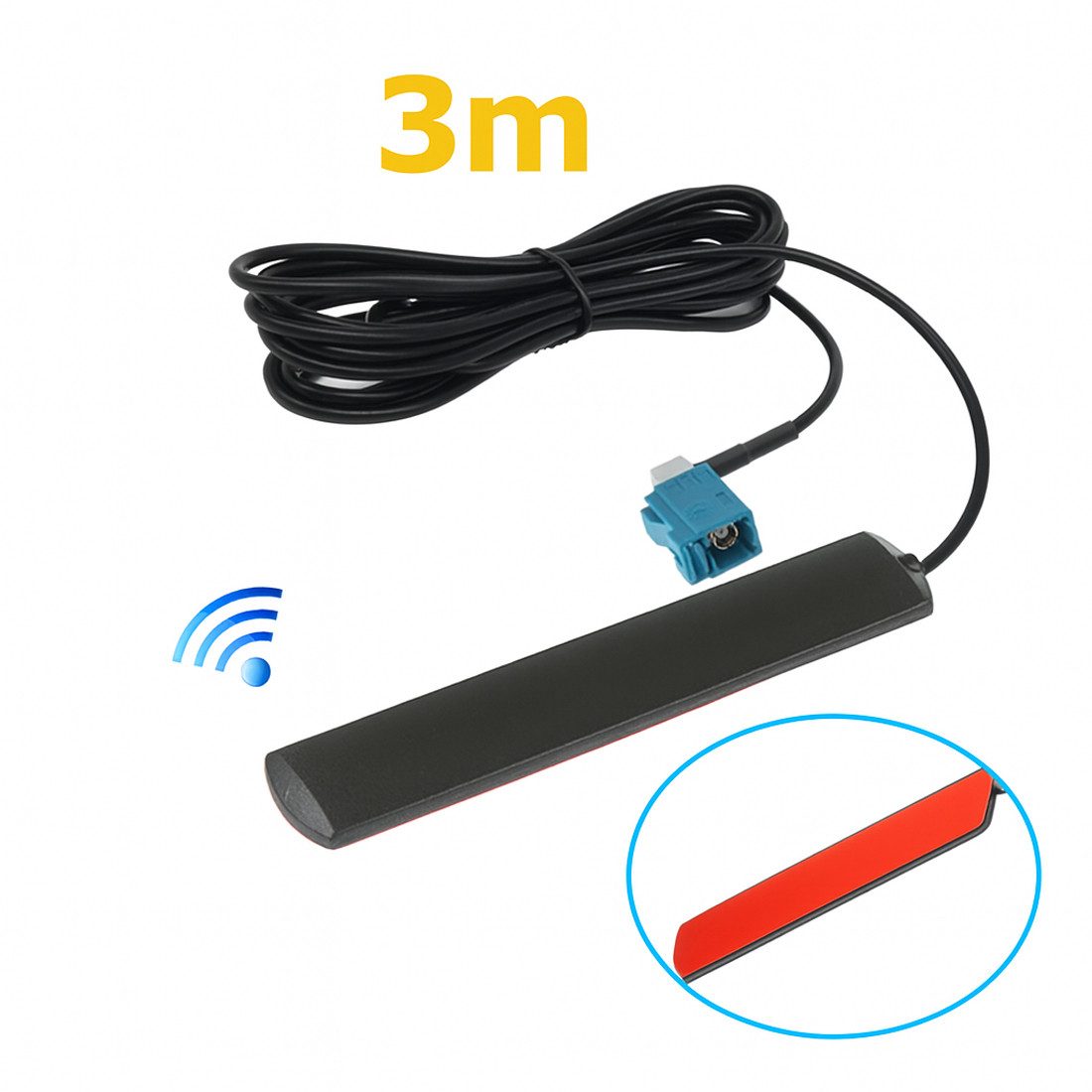 Bolwins A80 Auto KFZ DAB FM Radio Antenne Fakra Windschutzscheiben 3m Autoradio-Scheibenantenne (DAB, AM & FM, für Innenbereich und Außenbereich, Verstärkung: 5 dB), AM & FM Signal, Kabellänge von 3m