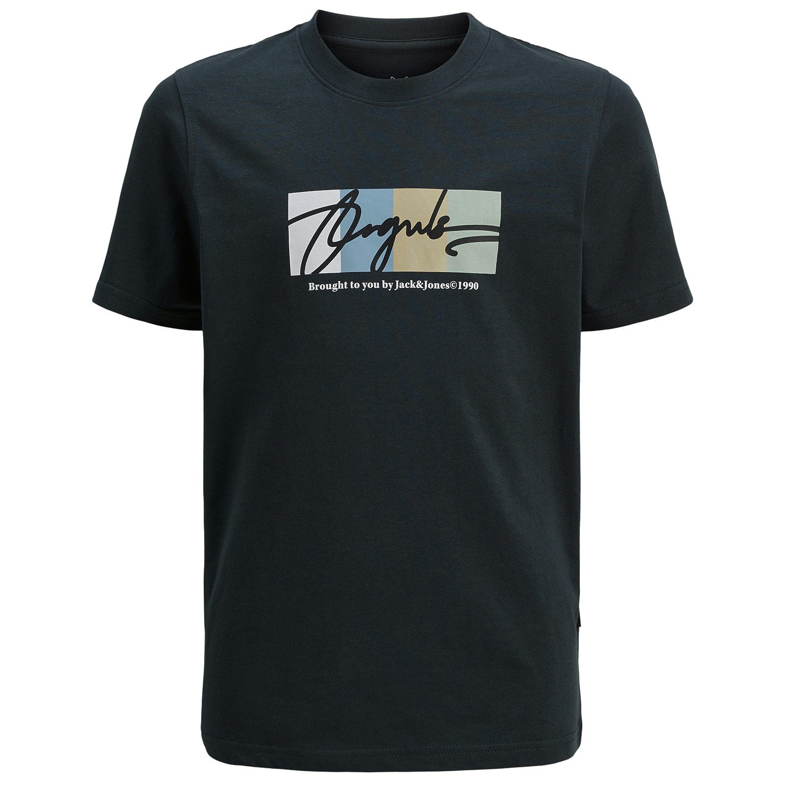 Rundhalsshirt Jack&Jones XXL Logo T-Shirt schwarzgrün JORPORTLAND