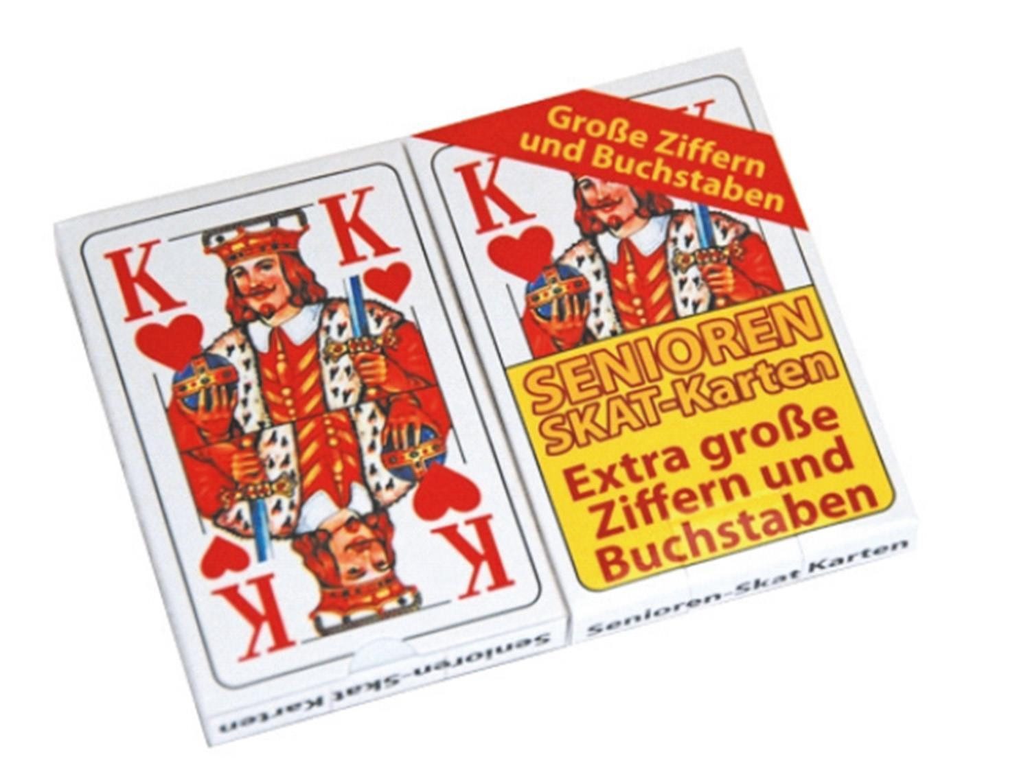 Spiel Skatkarten Großdruck Französisches Blatt 2er Set Schwarz Rot, Skat, Skatkarten Senioren Karten Spielkarten Kartenspiel Skatspiel Seniorenb