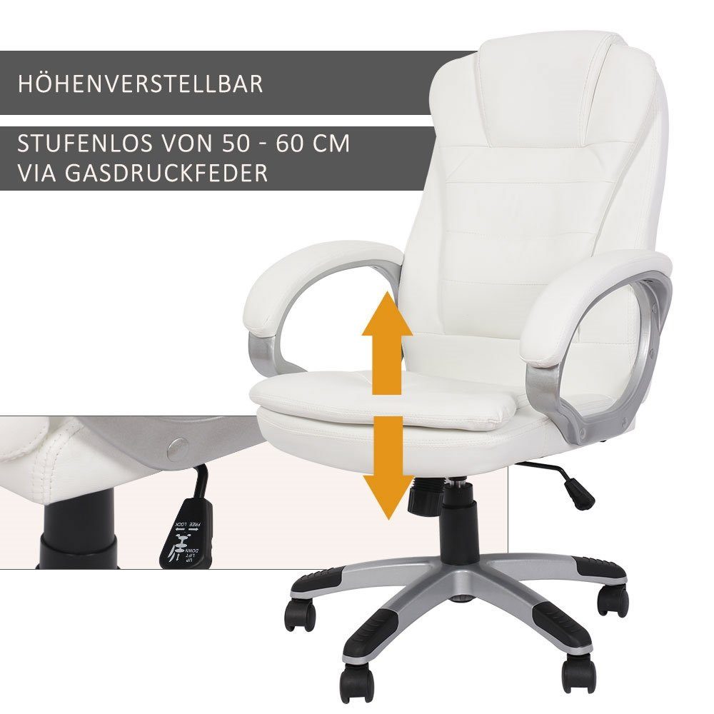 (Stück), integrierter Bürostuhl mit Rückenlehne Drehstuhl Kopfstütze Weiß Chefsessel | KG Schreibtischstuhl Schreibtischstuhl Gaming Stuhl weiß 120 Mucola