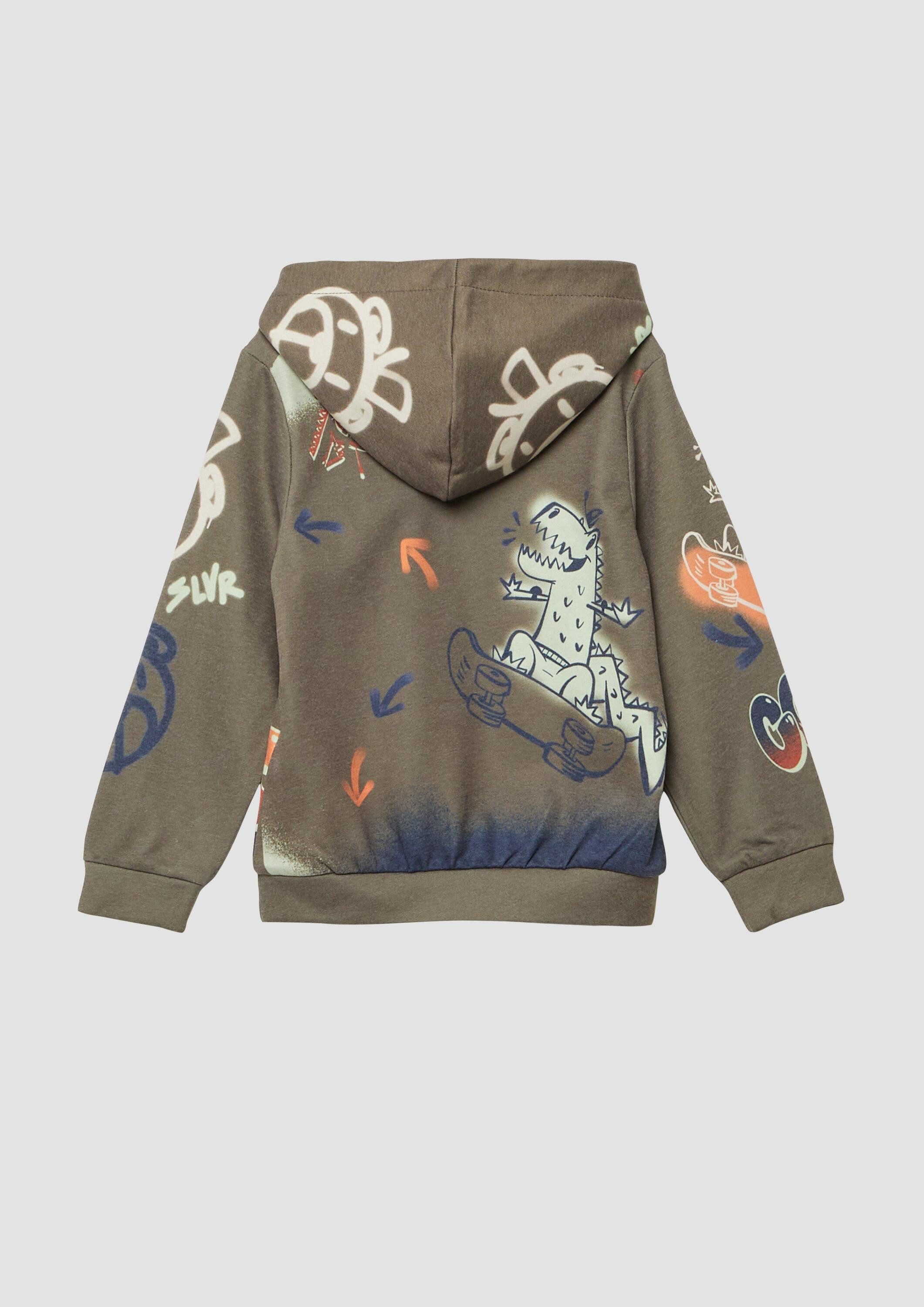 s.Oliver Sweatshirt Sweatshirt Hoodie mit All-over-Print im Graffiti-Stil günstig online kaufen