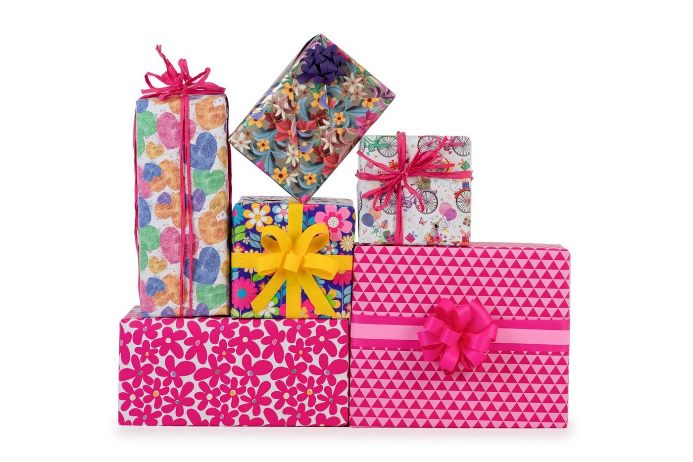 Thumbnail - Star Geschenkpapier, Geschenkpapier mit Blumen Motiv 70cm x 2m Rolle Bunt