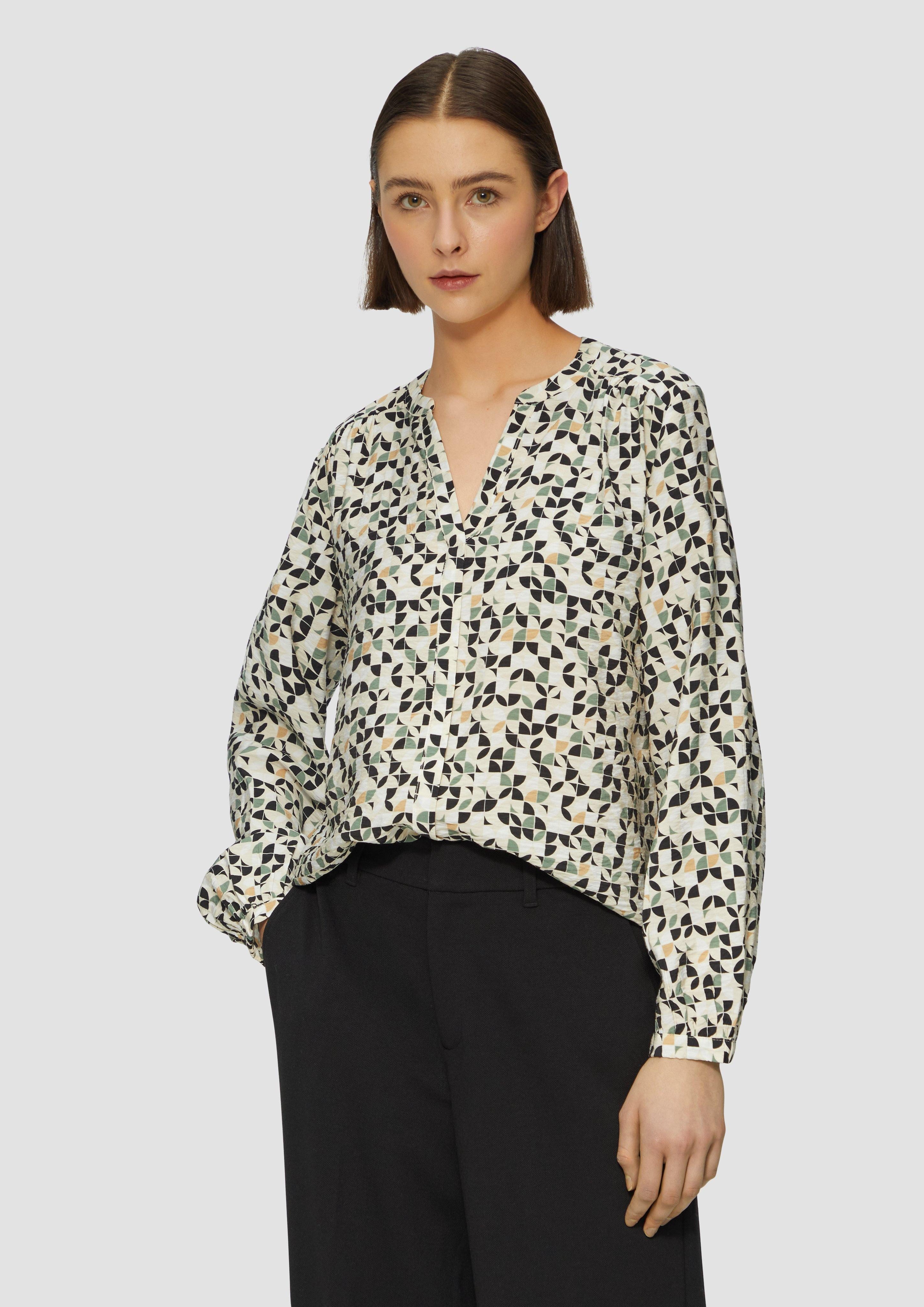 Langarmbluse Bluse aus Viskosemix mit Raffung