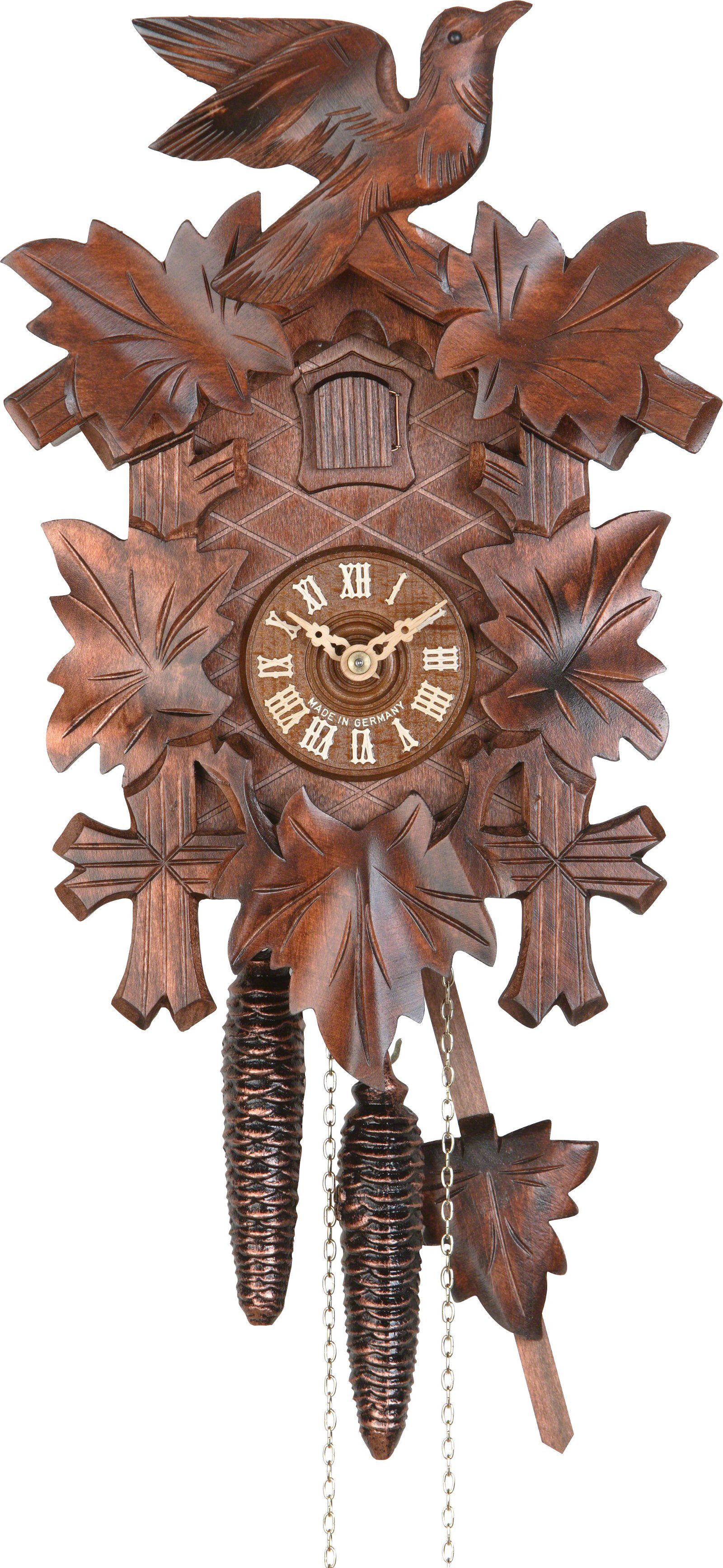 Hekas Wanduhr Kuckucksuhr geschnitzt 1-Tag-Uhrwerk 21cm von Hekas