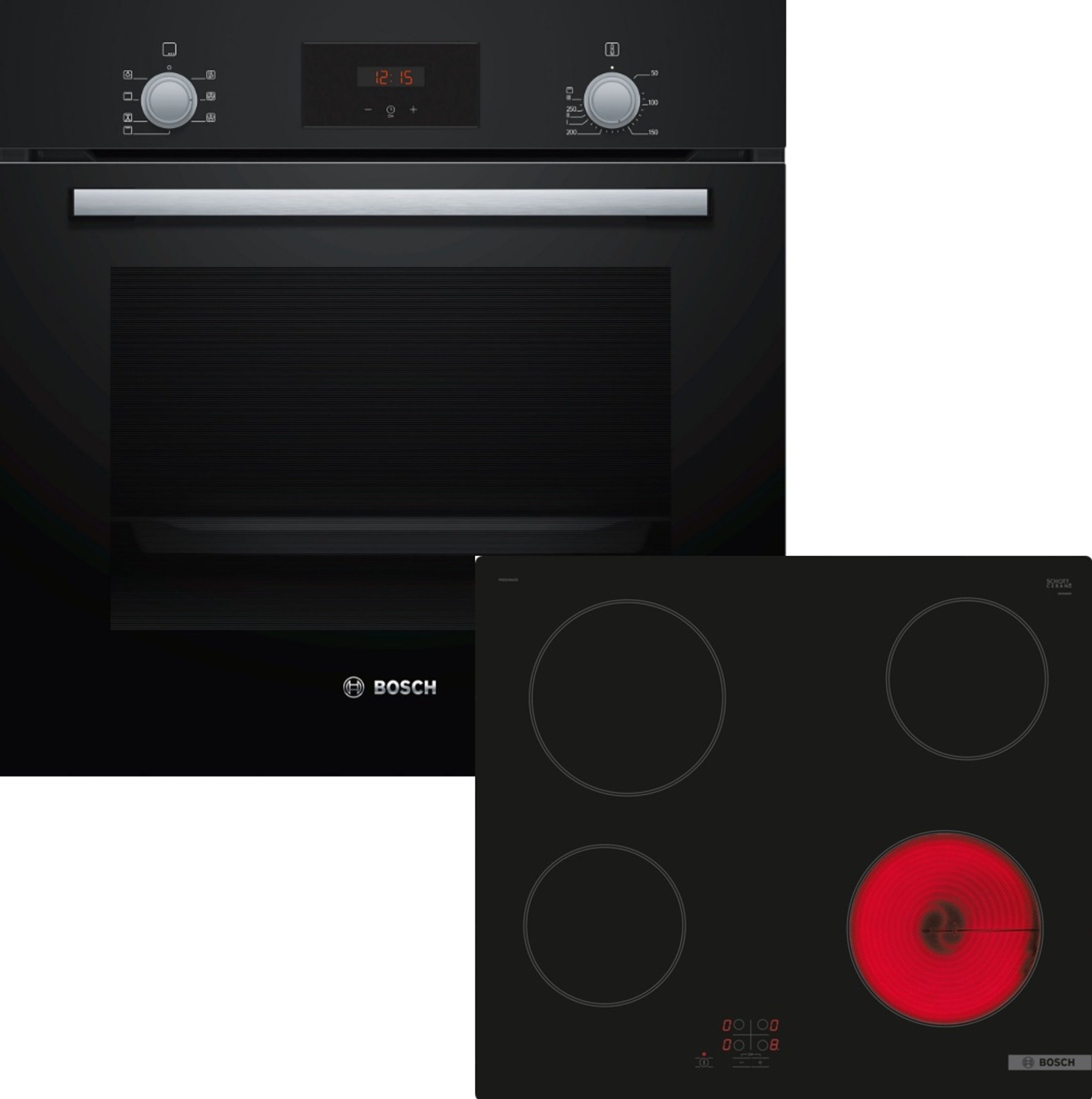 BOSCH Backofen-Set 2 HBD231FB65, mit Auszug nachrüstbar, Schnellaufheizung, Halogen-Innenbeleuchtung, 3D-Heißluft