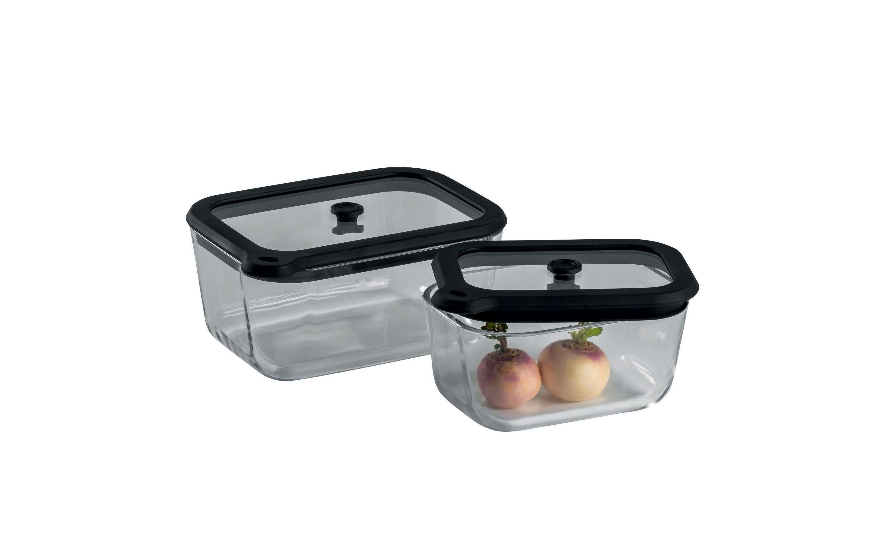 CHEF CUISINE International Vakuumbehälter Vakuum Glasbehälter Vakuumboxen 2er SET Medium Size 470ml + 800ml, (Set, 2er Set), aus Glas