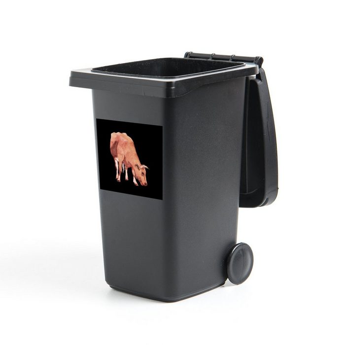 MuchoWow Wandsticker Kuh - Tier - Braun (1 St) Mülleimer-aufkleber Mülltonne Sticker Container Abfalbehälter