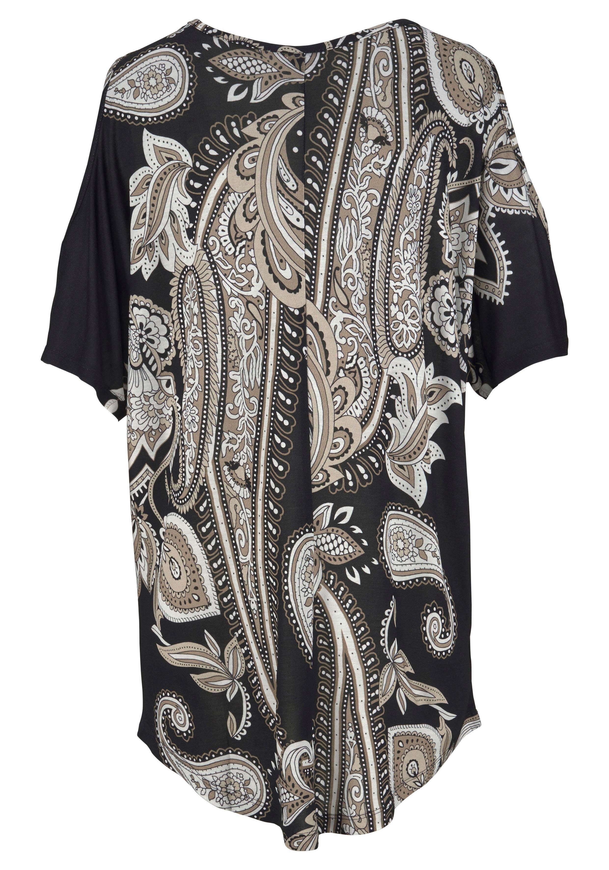 LASCANA Longshirt mit Cut-outs an den Schultern, Alloverprint, Shirtkleid, schulterfrei – Bild 4 von 5
