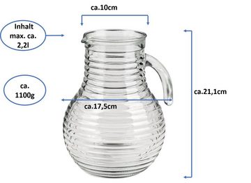 Emilja Wasserkrug Viva Glaskrug 2,2L mit Deckel Eisbehälter und Rührlöffel