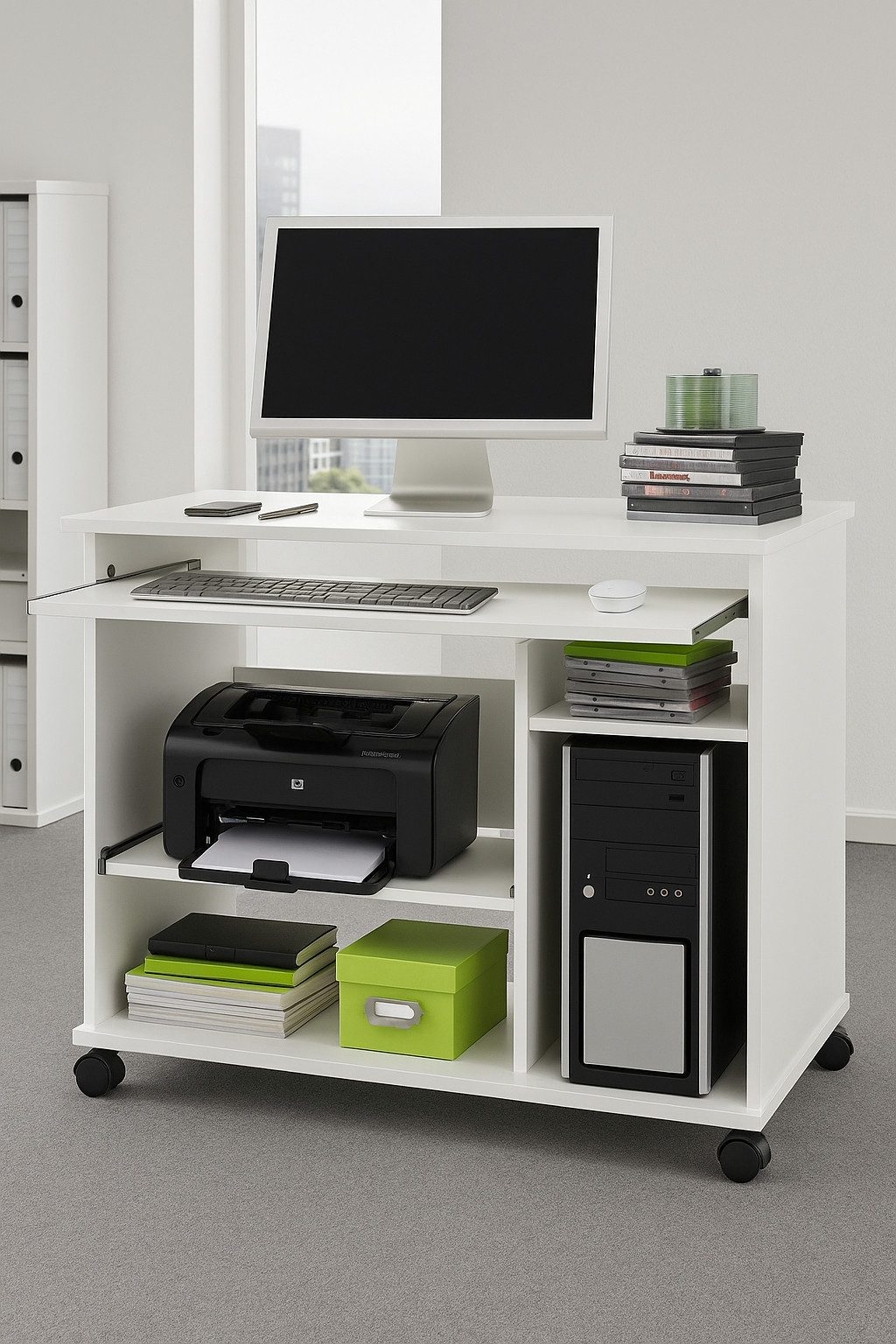 bv-vertrieb Computertisch Computertisch mit Tastatur- & Druckerauszug, PC-Schreibtisch, Tastatur und - Druckerauszug