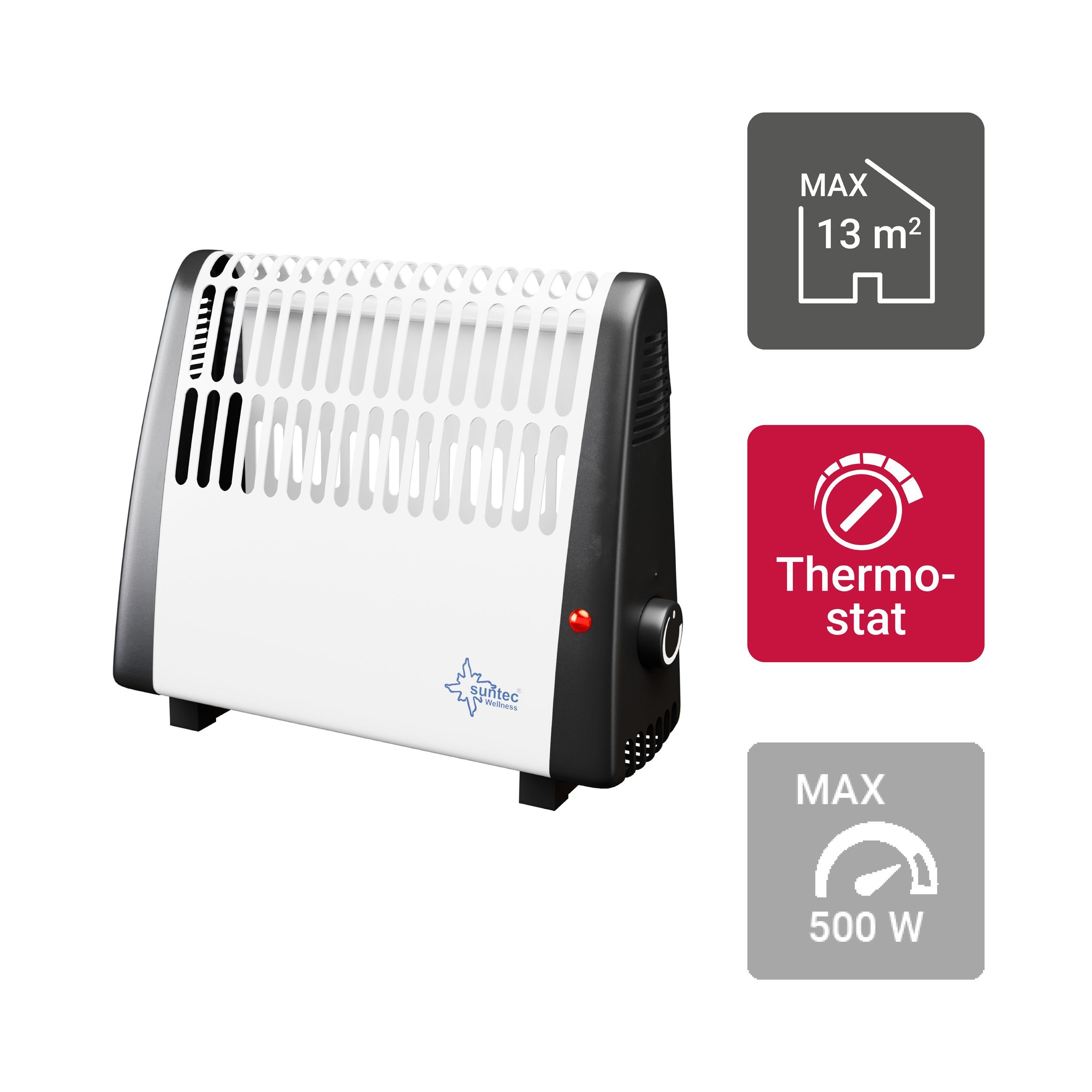 Suntec Wellness Konvektor Heat Protect, 500 W, Mobile Heizung, Elektroheizung inkl. Frostschutz, Überhitzungsschutz