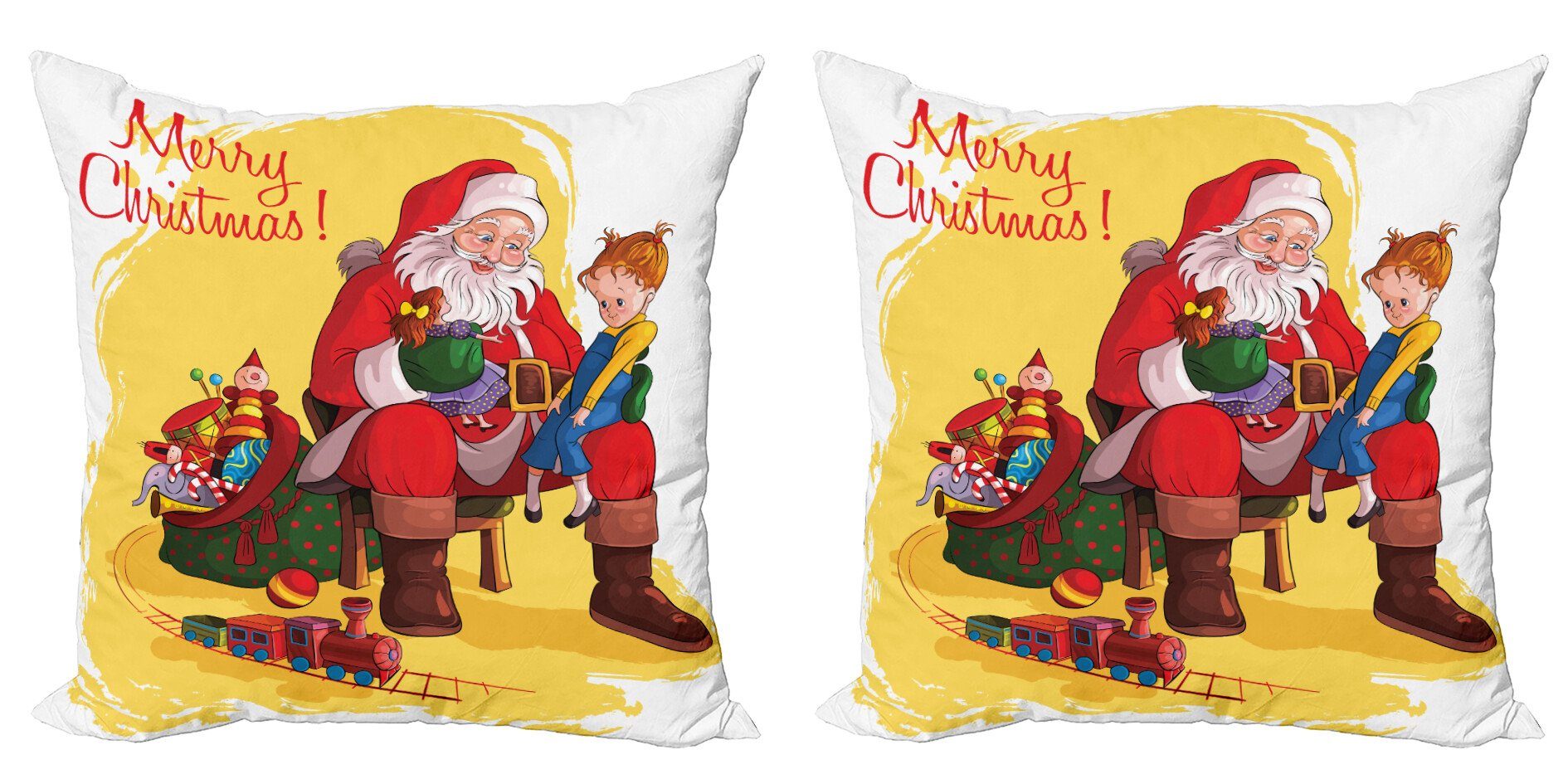 Kissenbezüge Modern Doppelseitiger Kid Santa Geschenke (2 Accent Digitaldruck, Stück), Abakuhaus Weihnachten und