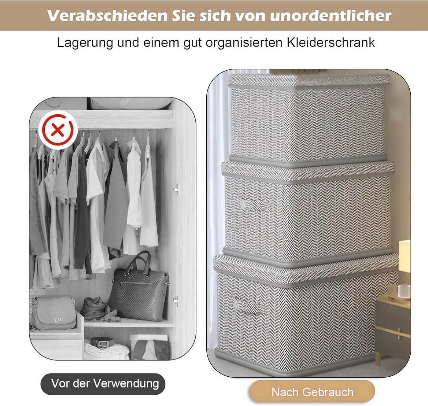 Thumbnail - Coonoor Aufbewahrungsbox Faltbare Aufbewahrungsbox mit Deckel, Kleiderspeicherbox, große Aufbewahrungsbox, Kleiderschran...