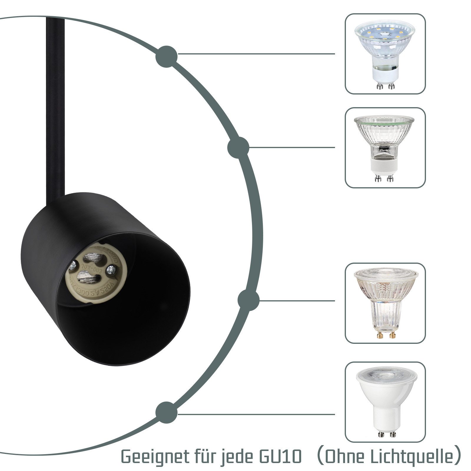 ZMH Deckenstrahler 3/4 Flammig Modern Schwenkbar 350° GU10 Küchenlampe für Wohnzimmer, Flexible Drehfunktion, LED fest integriert