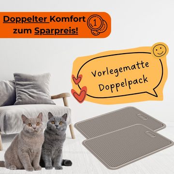 GarPet Katzentoilette 2x Katzenklo Matte Katzenstreu Katzentoilette Vorleger Grau Doppelpack
