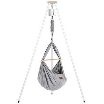 Schmusewolke Stubenbett Federwiege Bio Grey mit Tipi Weiß und Motor