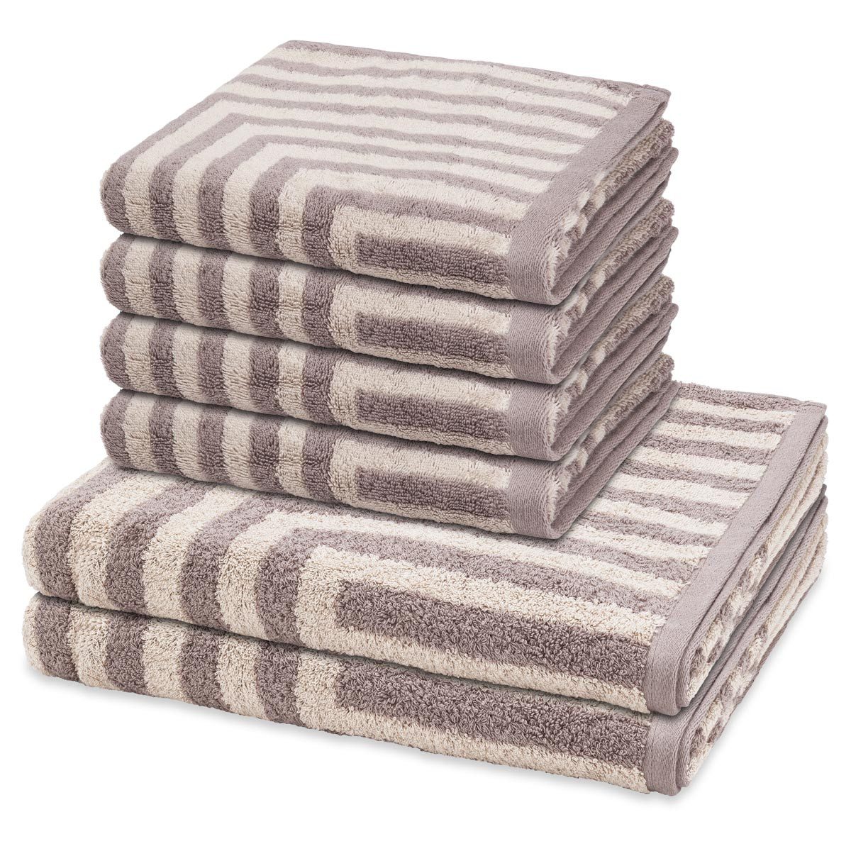 ROSS Handtuch Set Grafik, Frottee (Spar-Set, 6-St), 4 X Handtuch 2 X Duschtuch im Set - Baumwolle - Saugstark