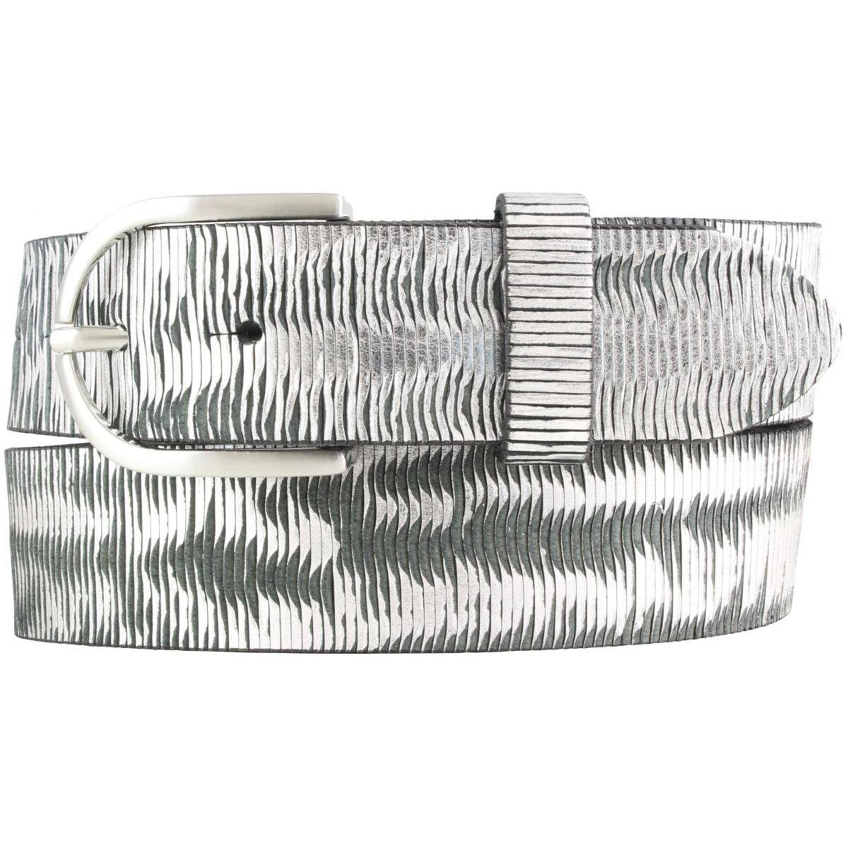 BELTINGER Ledergürtel Damen-Gürtel aus Vollrindleder Metall-Optik 4,0 cm - günstig online kaufen