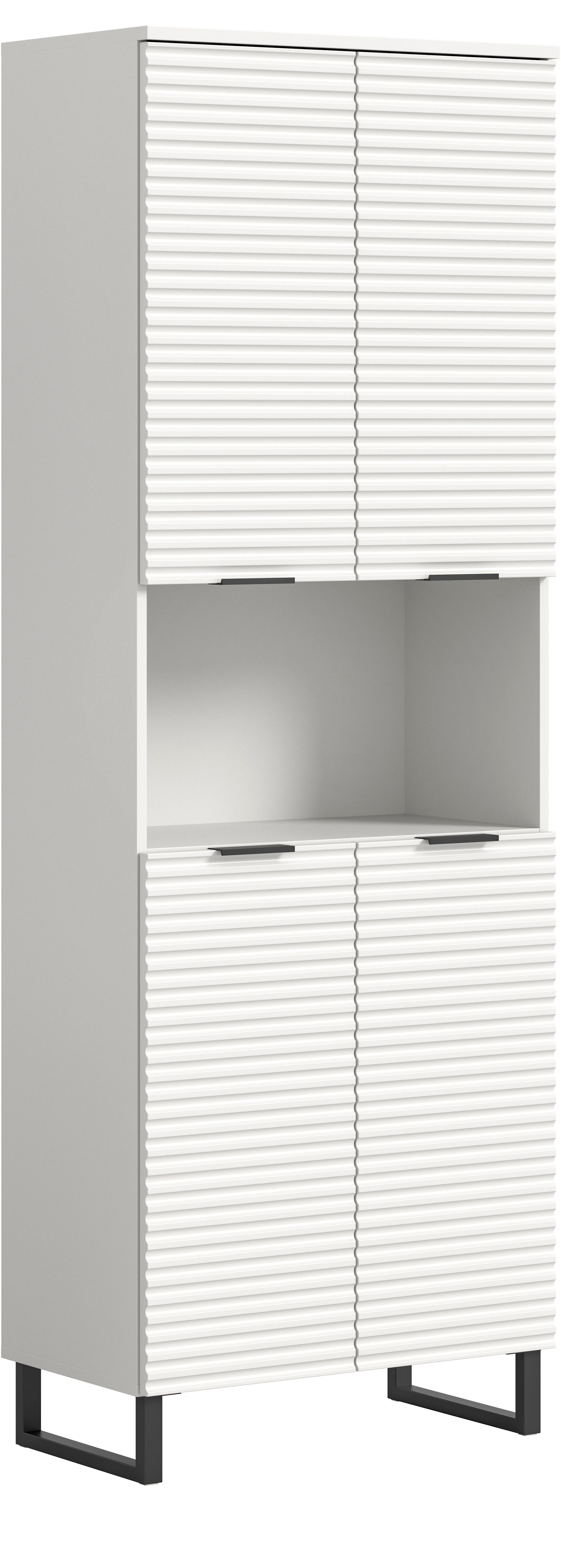 welltime Hochschrank Litica, Höhe 193 cm, 4 Türen, 2 Einlegeböden, 1 offenes Fach Badschrank, Standschrank, Badezimmer, Bad-Möbel