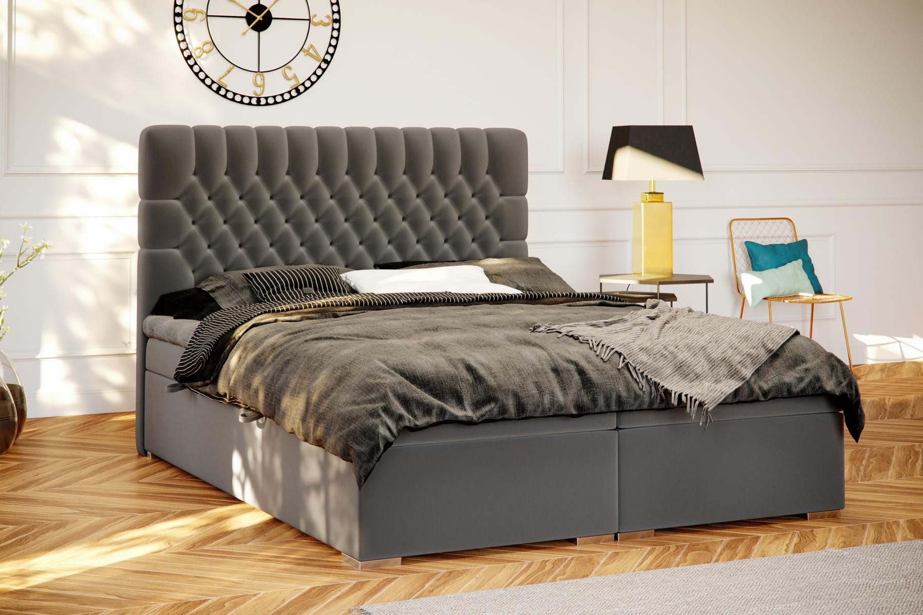 JVmoebel Boxspringbett Luxus Chesterfield Bett mit integriertem Bettkasten und Polsterung (Boxspringbett 4062292146688), Made in Europa