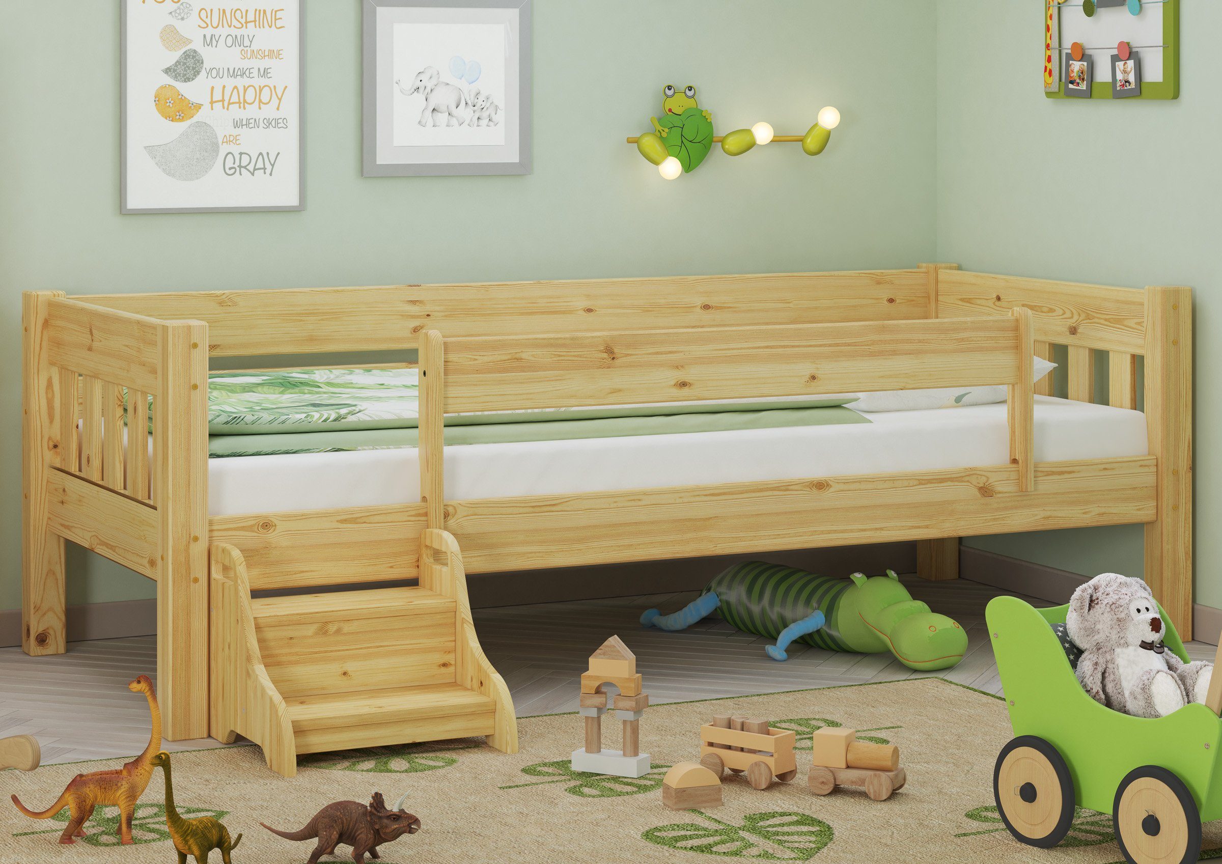 ERST-HOLZ Bettschutzgitter Kindersicherung Rausfallschutz für Model 60.35 / 60.38 / 60.53 Kiefer
