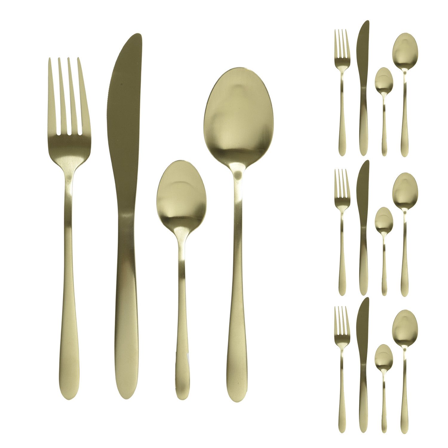 MARELIDA Besteck-Set Besteck Set BRIT für 4Personen Edelstahl Tafelbesteck 16teilig gold (1-tlg), Edelstahl