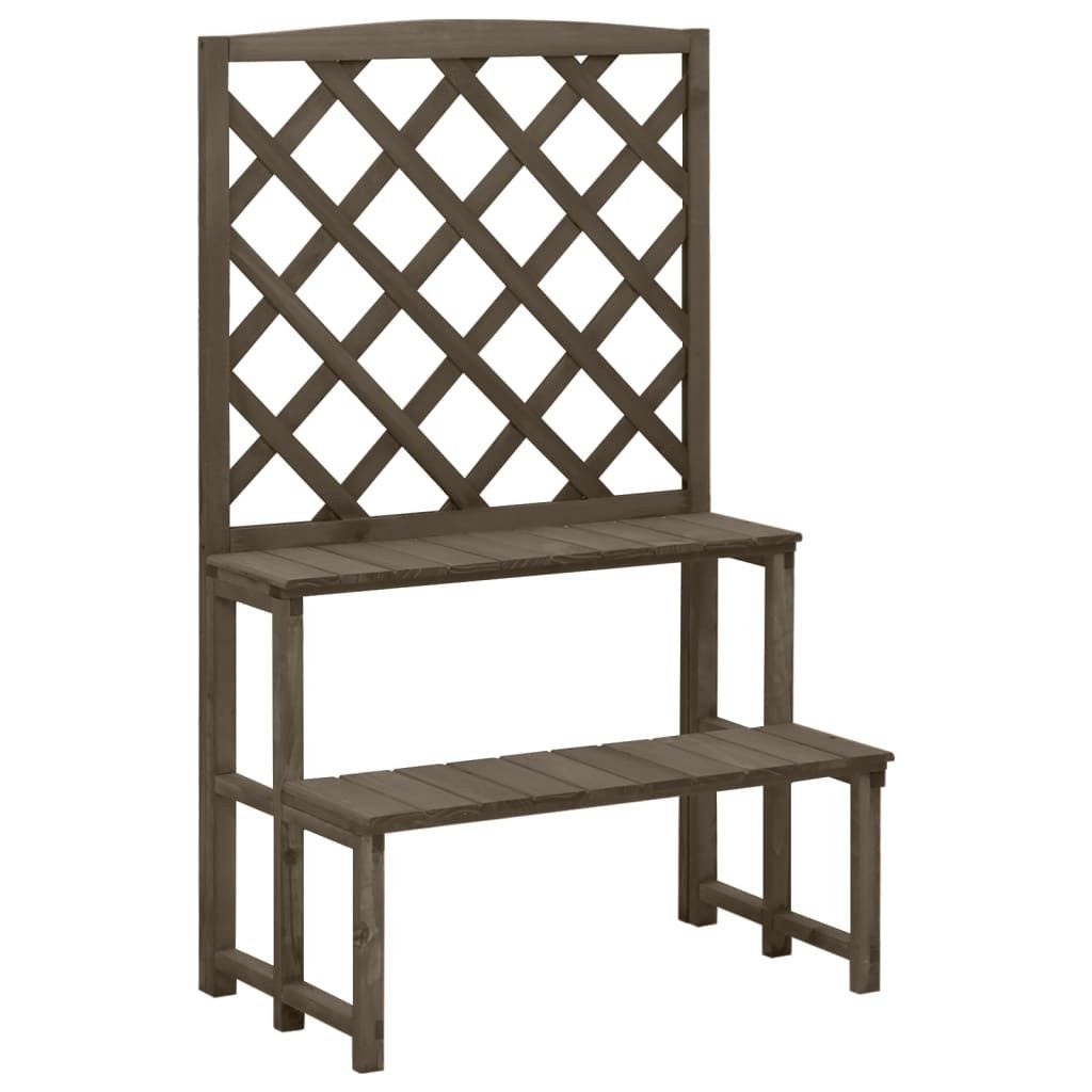 vidaXL Rankgitter NA Blumentreppe mit Rankgitter Grau 70x42x115cm Massivholz Tanne