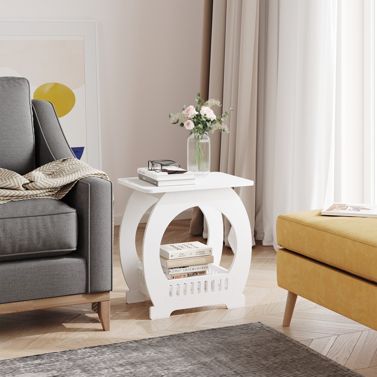 NAIMP Beistelltisch Nachttisch, kleiner Couchtisch, Sofatisch für Wohnzimmer