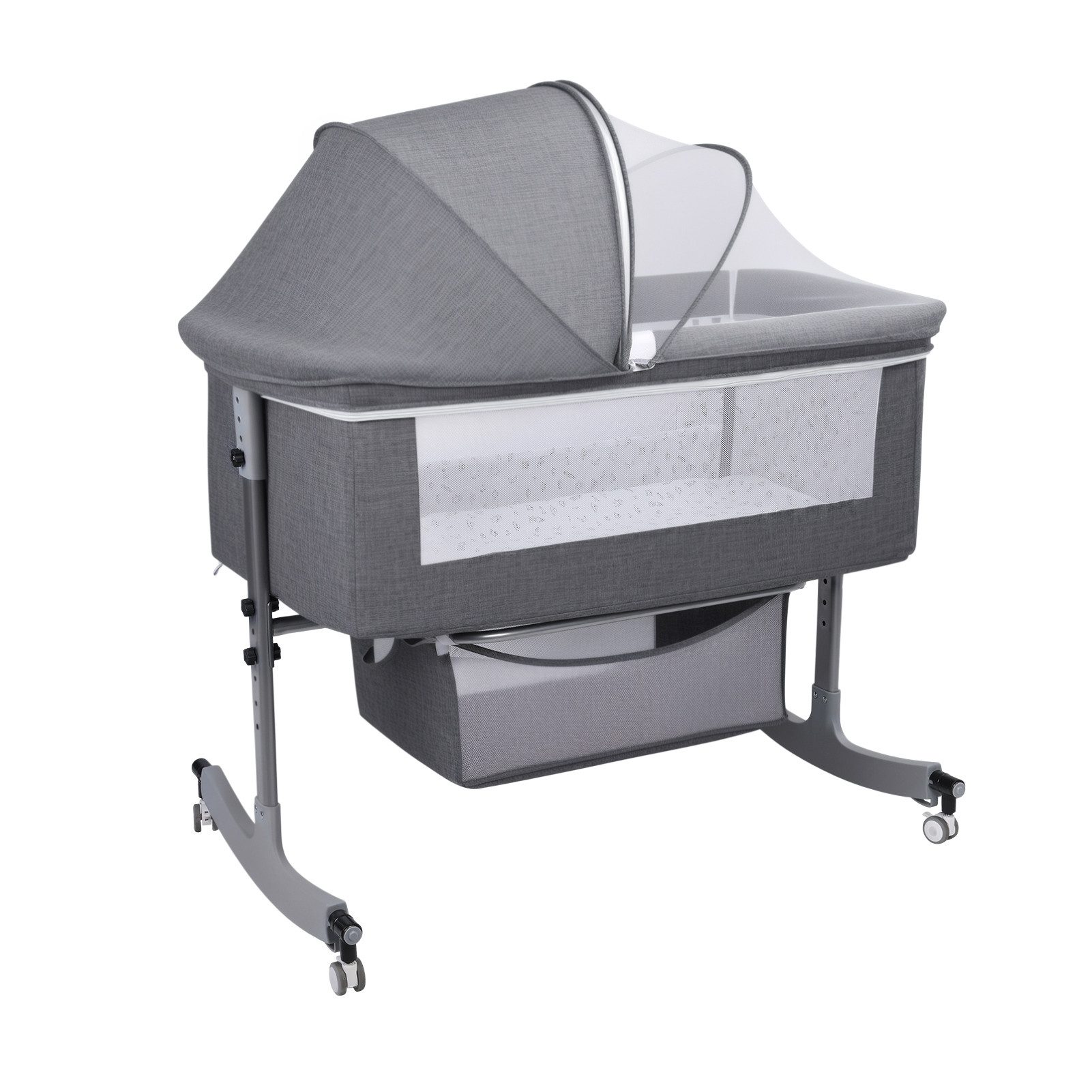 Babybett 3in1 Baby Beistellbett Reisebett Babybett mit Moskitonetz,Rollen