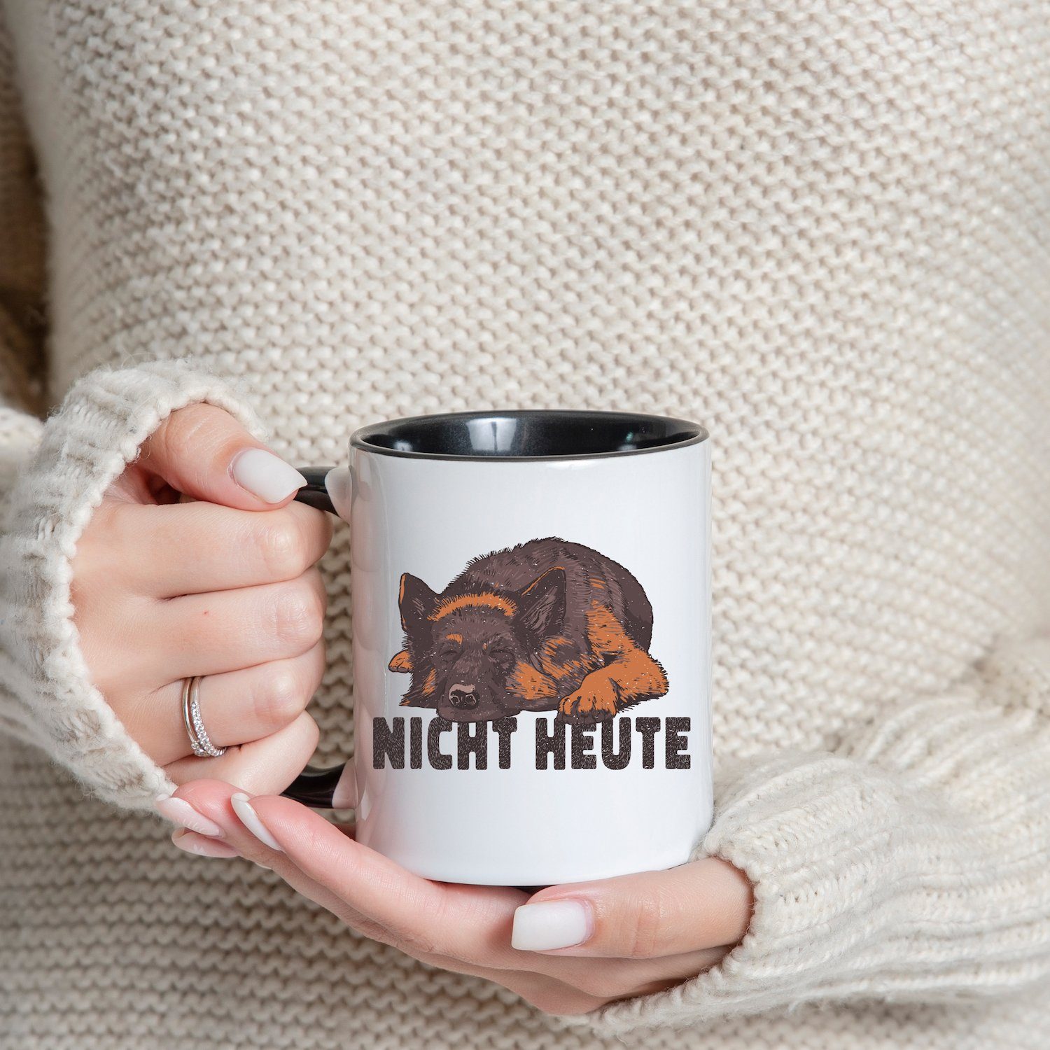 Youth Heute Schäferhund Keramik, Spruch lustigem mit Geschenk, Weiss/Schwarz Hund Designz Nicht Kaffeetasse Tasse
