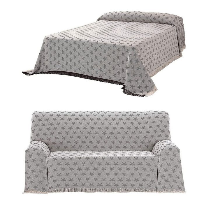 Tagesdecke Tagesdecke - Wohnzimmer Decke aus Baumwolle in 180x260 oder 230x260 - Praktischer Überwurf als Sofadecke oder Couchdecke - Sterne Motiv Beautex