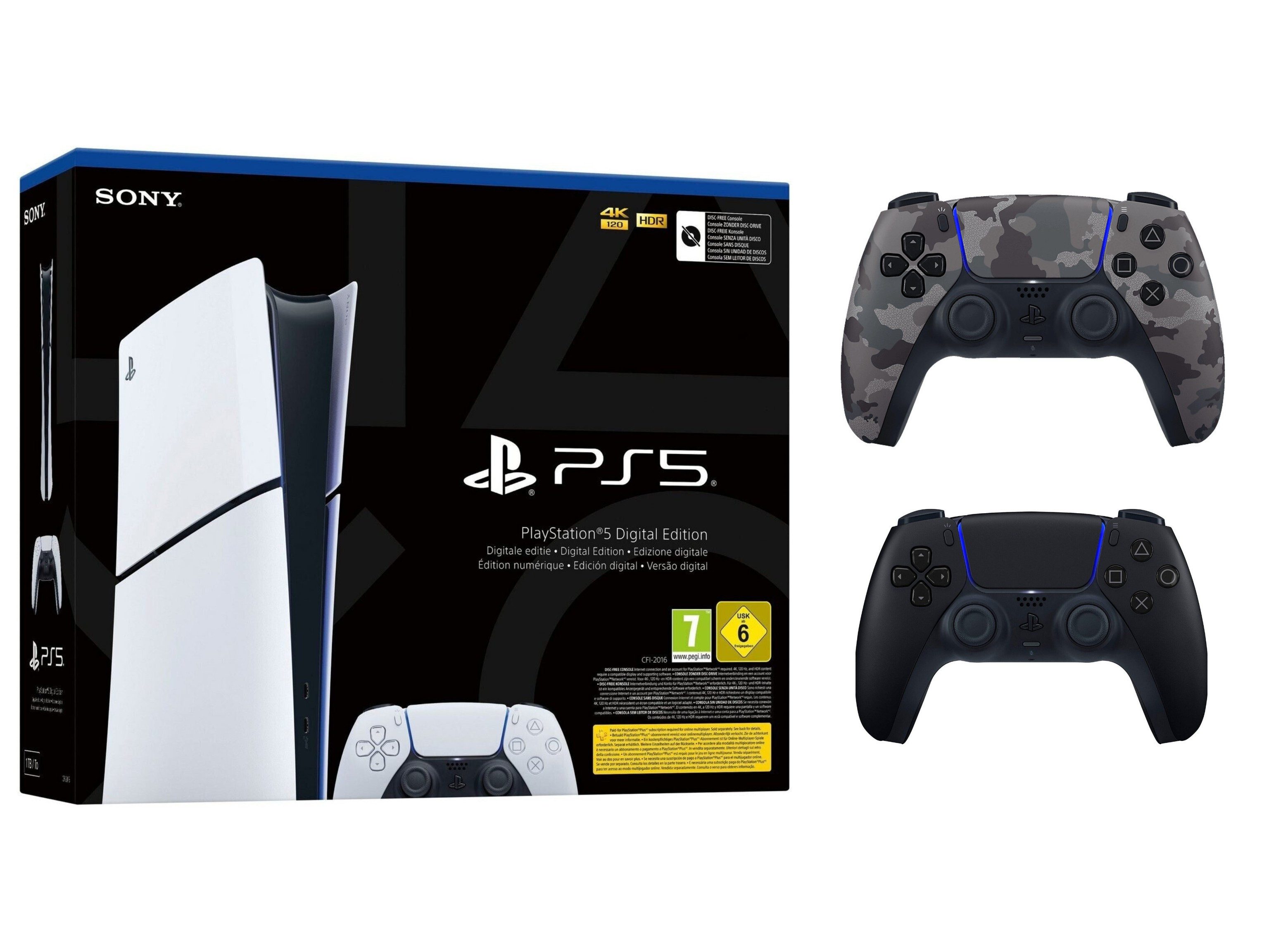 Playstation PlayStation 5 Slim Digital Edition Konsole + DualSense Camouflage (Set, 2 St., inkl. 2. DualSense Controller)
