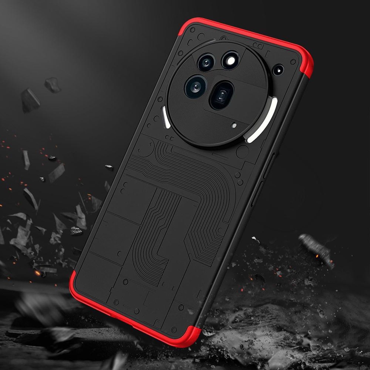 Wigento Handyhülle Für Nothing Phone 3a Pro Dreiteilige GKK Rundum Schutz Hülle Cover Rot, GKK Schutzhülle mit dreiteiliger Rundum-Abdeckung