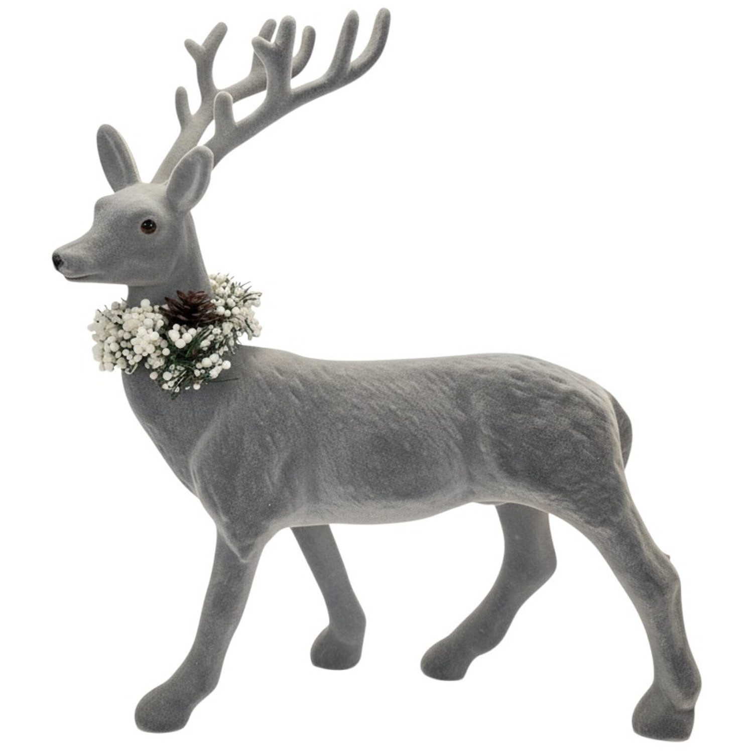 Macosa Home Dekofigur Deko Hirsch stehend Grau 49 cm Weihnachtsdeko (Winter günstig online kaufen