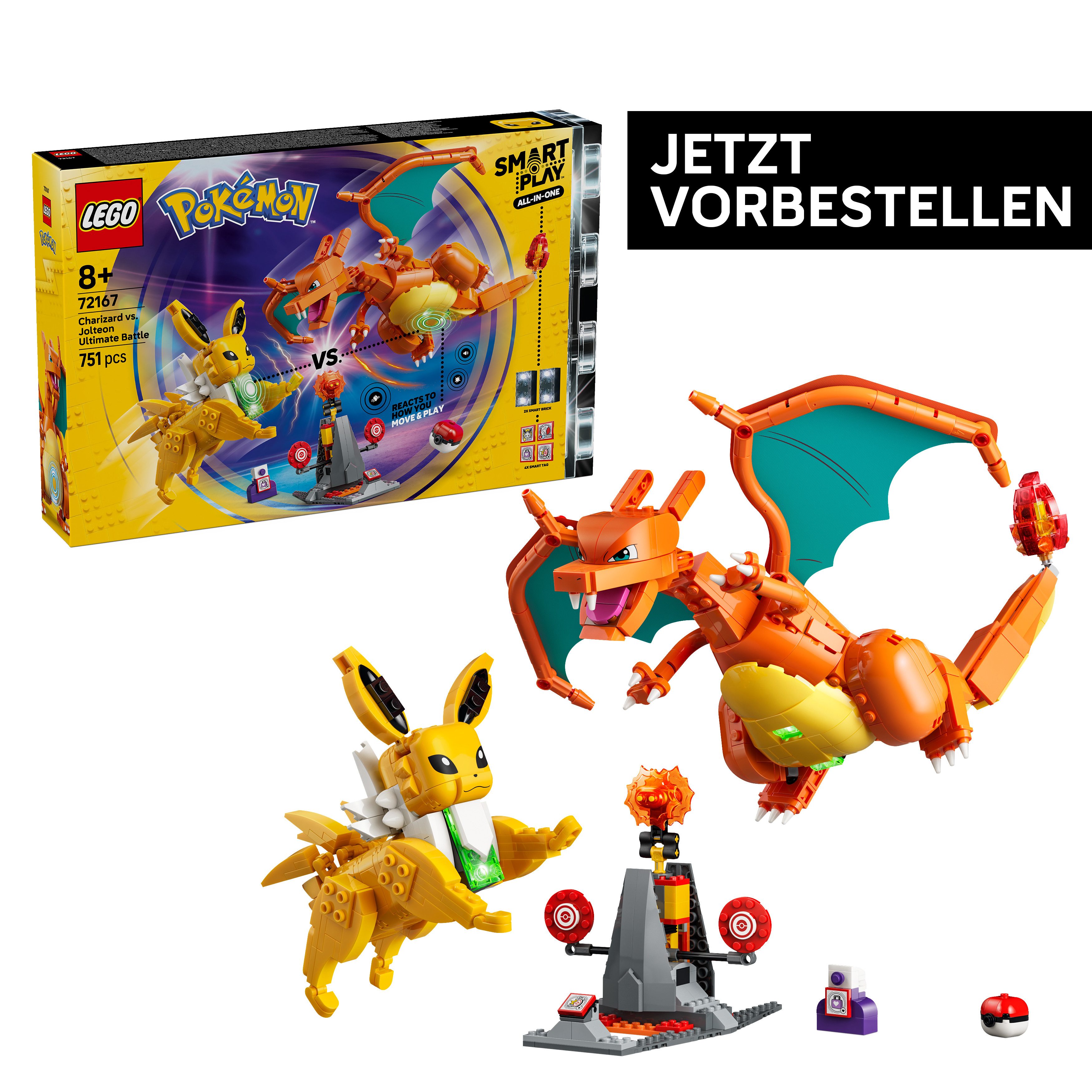 LEGO® SMART Play: Ultimativer Showdown zwischen Glurak und Blitza (72167) Konstruktionsspielsteine, (751 St), LEGO Pokémon; inklusive SMART Brick; mit Licht- und Soundeffekten