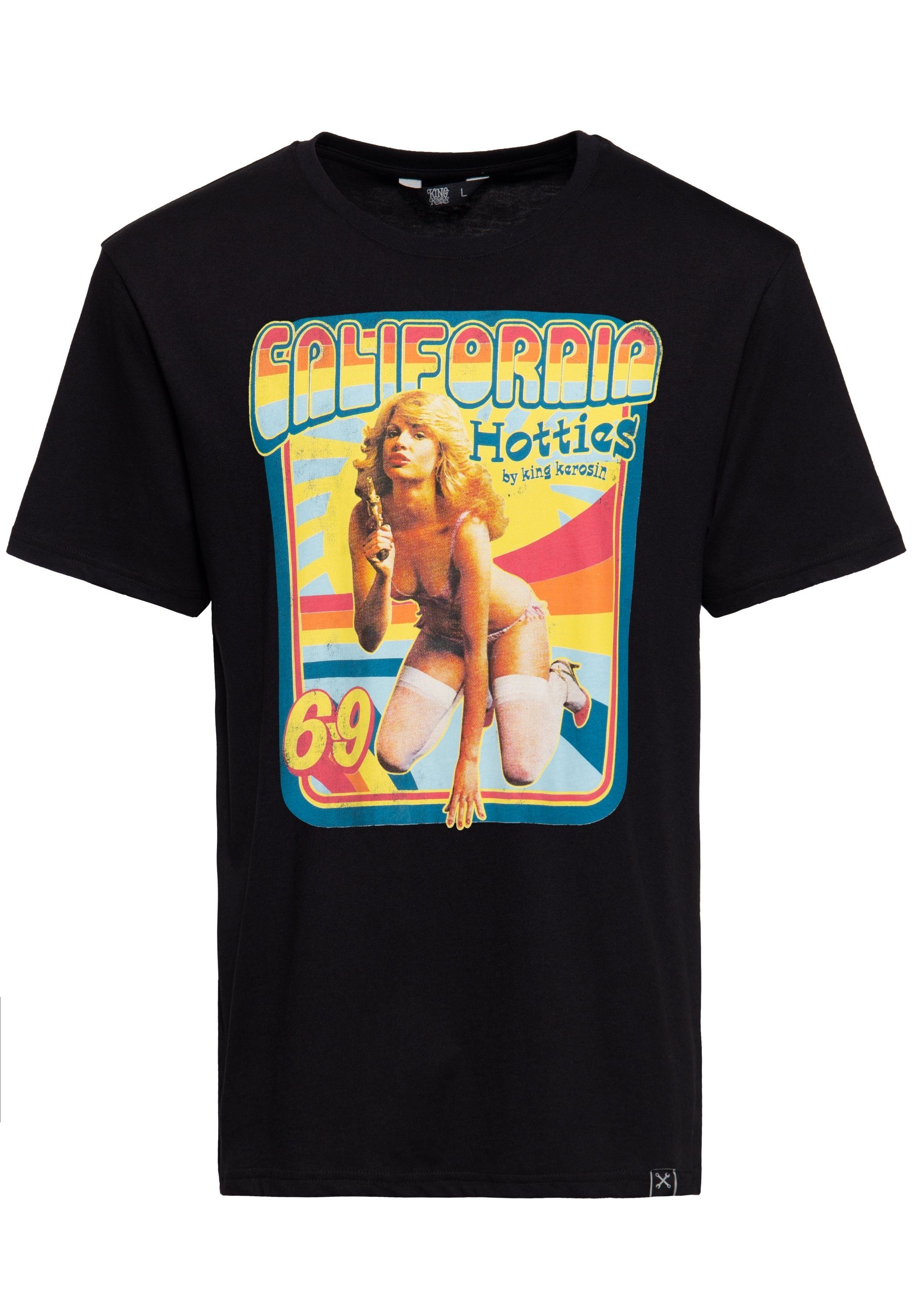 (1-tlg) Hotties sexy Retro Stil im front California Pin-up Print-Shirt Print mit KingKerosin