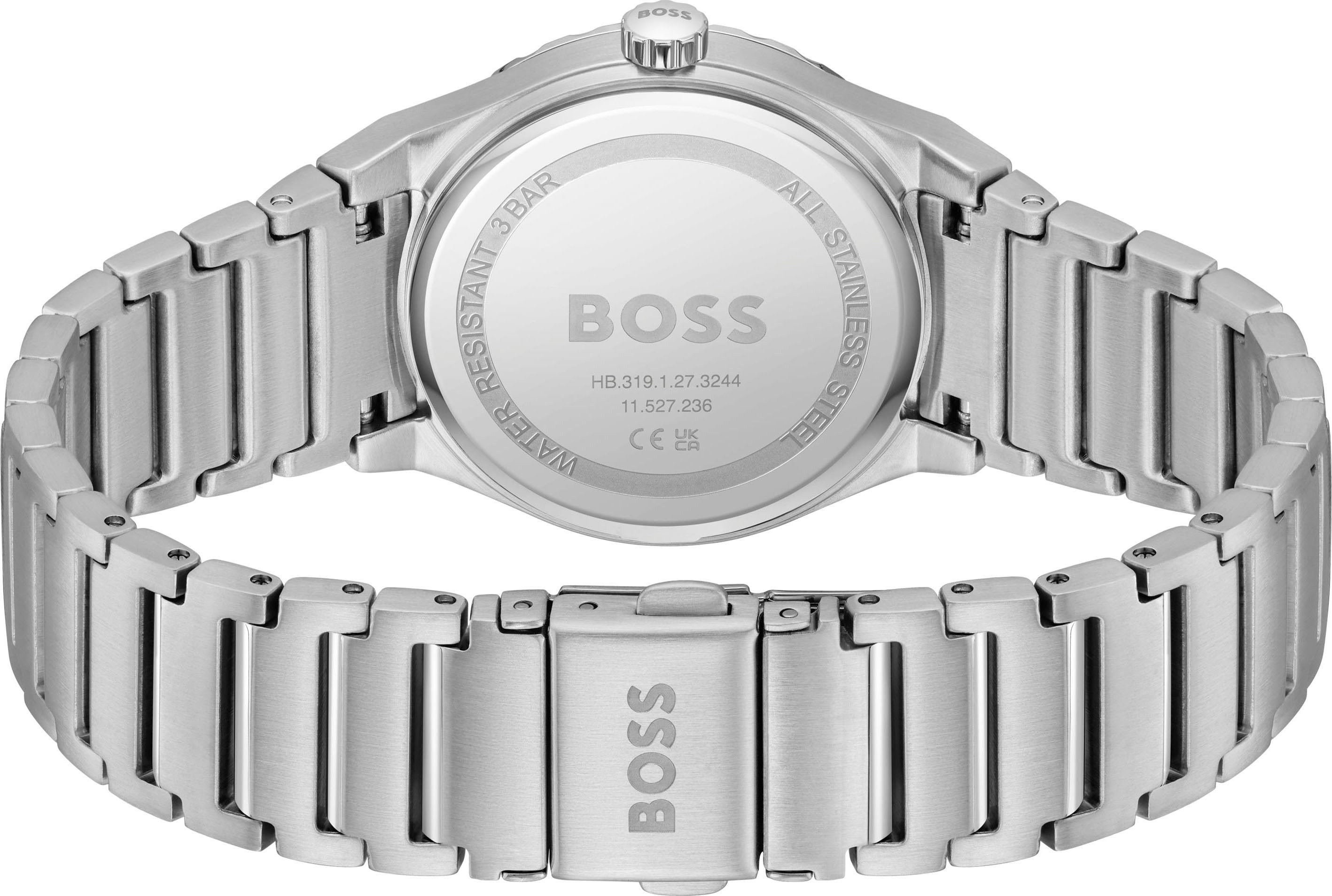 BOSS Quarzuhr CANDOR LADIES SPORT 1502786, Armbanduhr, Damenuhr, Edelstahlarmband, analog, Glassteine