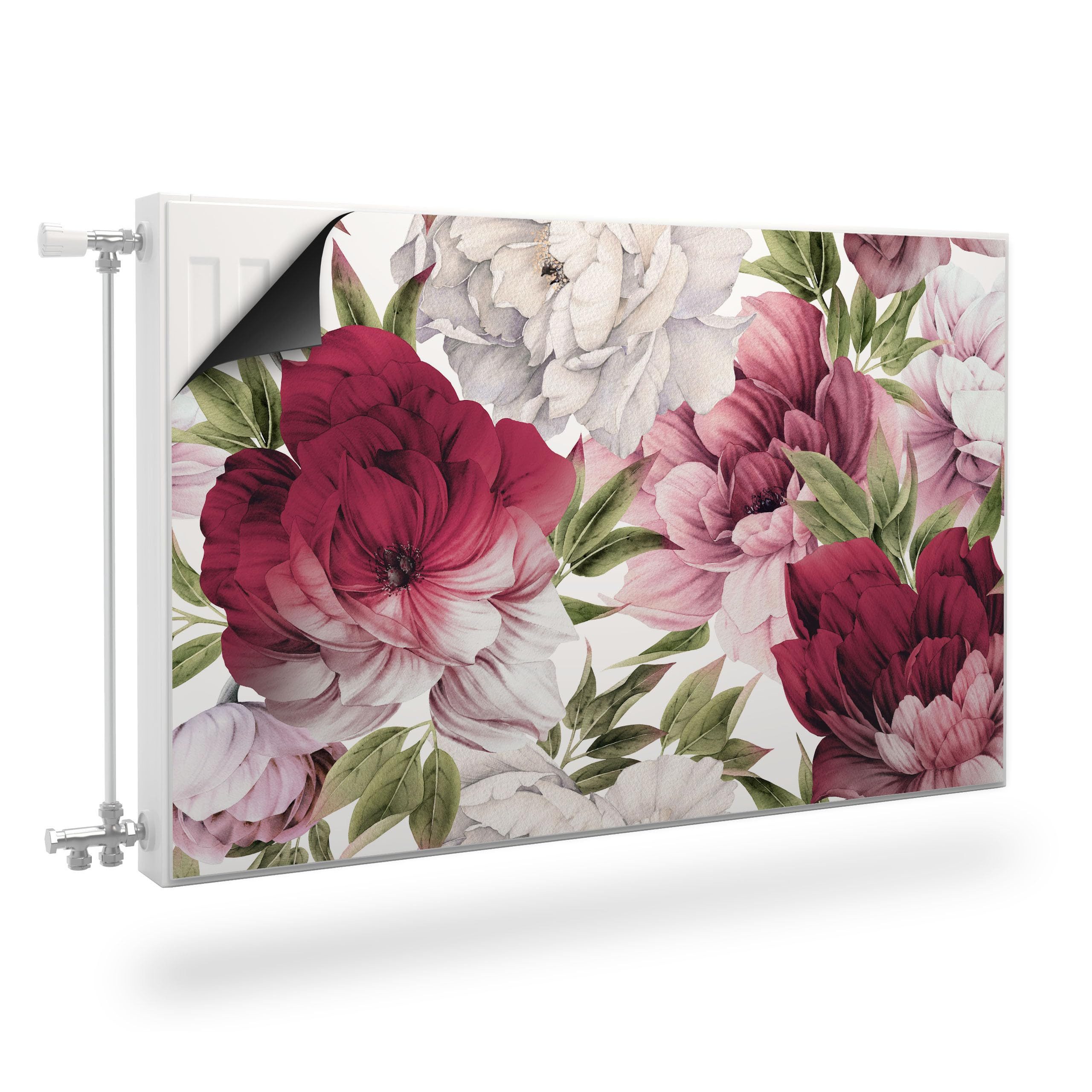 Muralo Magnetfolie Heizkörperverkleidung Große bunte Blumen – Heizkörperabdeckung, 80x60 cm, abriebfest, abwischbar