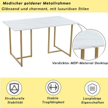 REDOM Essgruppe Esstisch, (Moderner Küchentisch Set mit 4 Stühlen, Esszimmerstuhl mit Metallbeinen), mit Rückenlehne