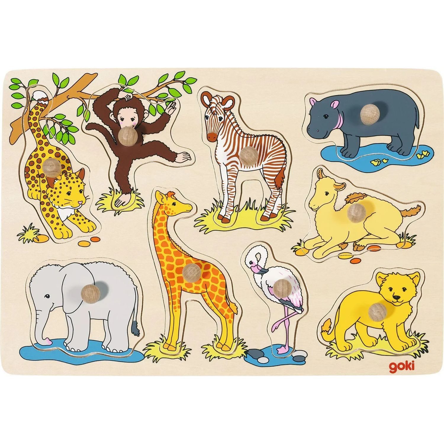 Gollnest & Kiesel Puzzle Steckpuzzle Afrikanische Tierkinder, Puzzleteile