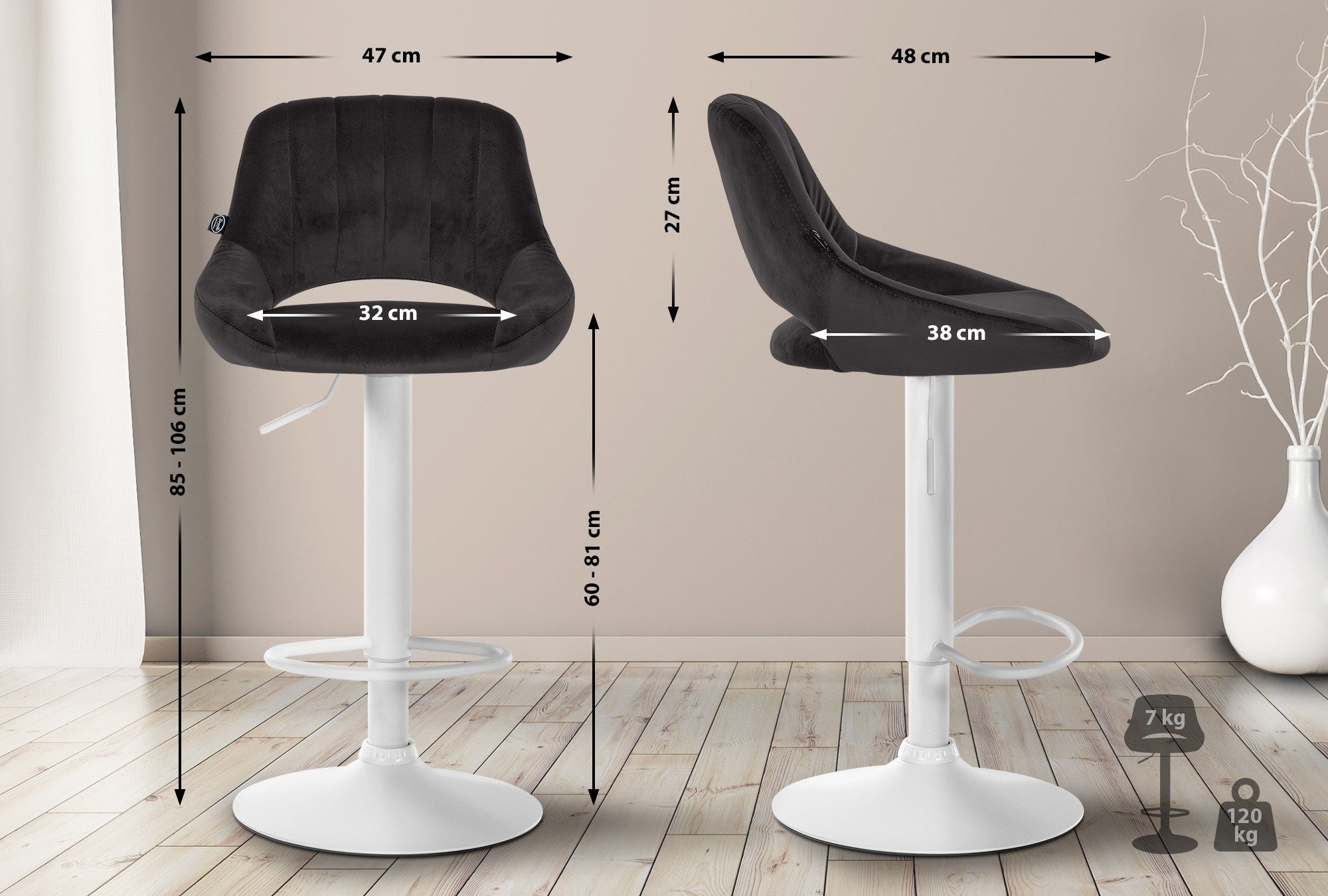 CLP Barhocker Milet Samt (2er Set, günstig online kaufen
