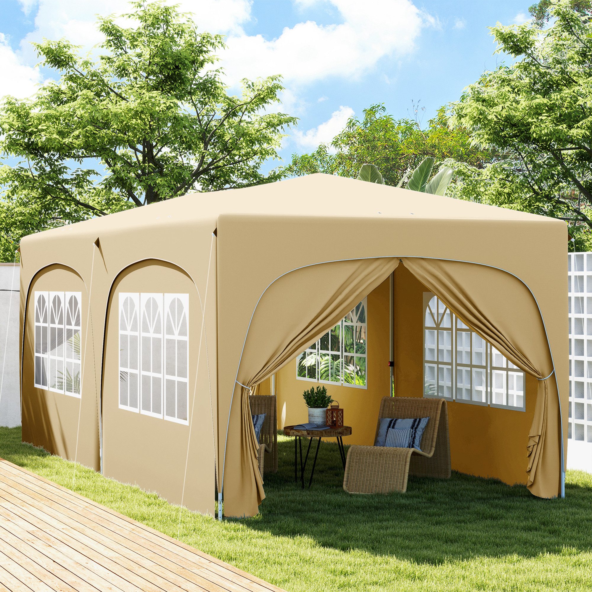 Thumbnail - Outsunny Faltpavillon 3x6m, wasserabweisend stabil winterfest, UV Schutz 50+, faltbar, mit 4 Seitenteilen, (Pop-up Pavil...