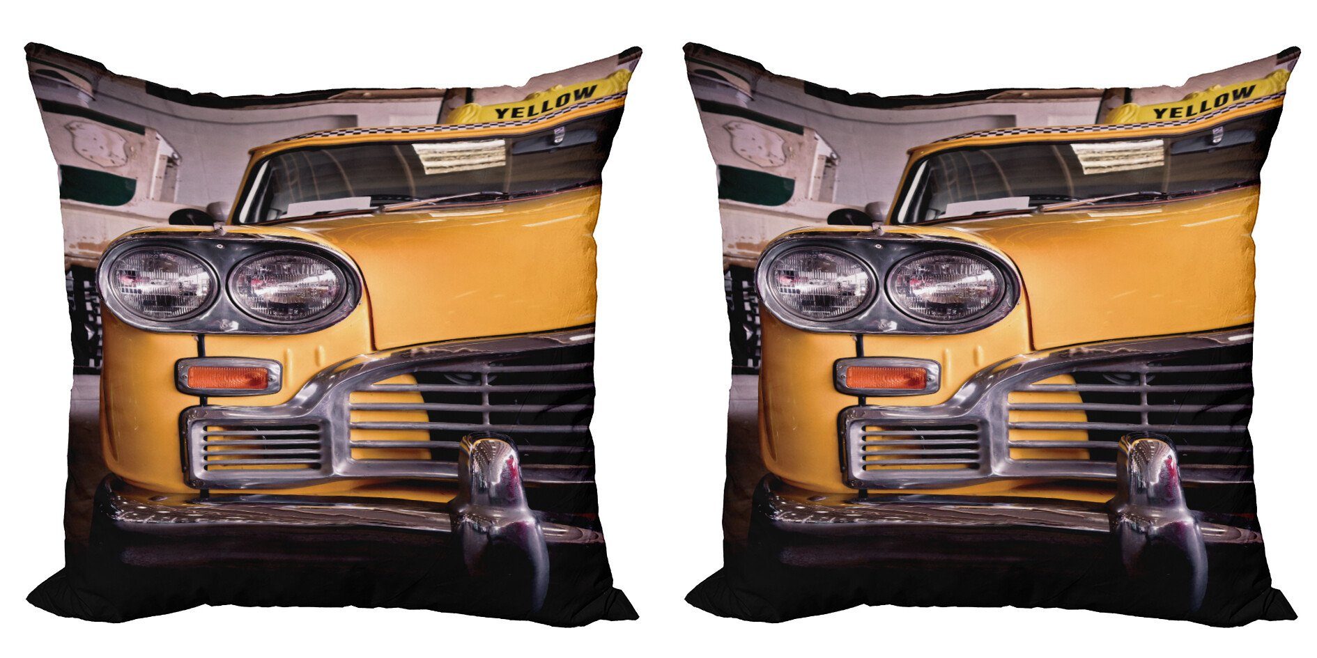 Kissenbezüge Modern Accent Doppelseitiger Digitaldruck, Abakuhaus (2 Stück), New York Antique Yellow Taxi