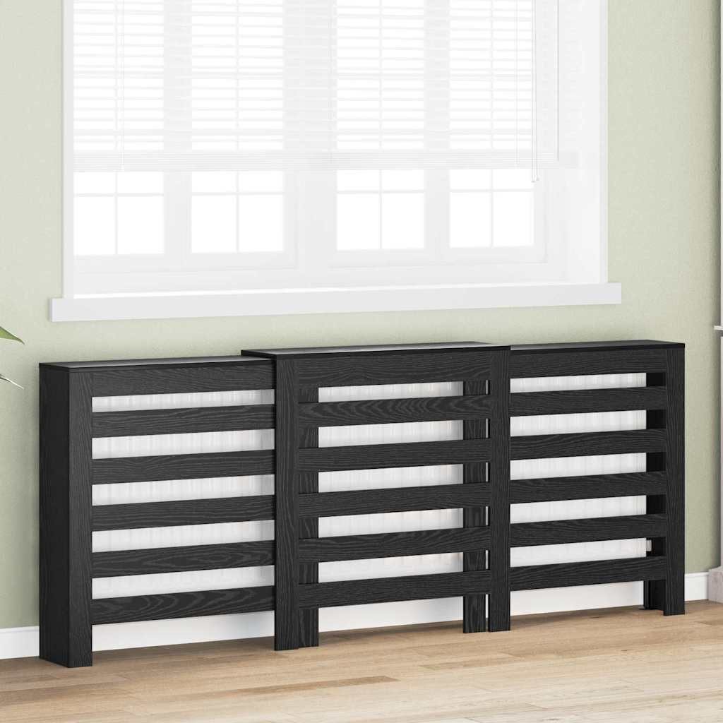 vidaXL Heizungsverkleidung, Heizkörperabdeckung Schwarz Eichen-Optik 205 x 21,5 x 83,5 cm
