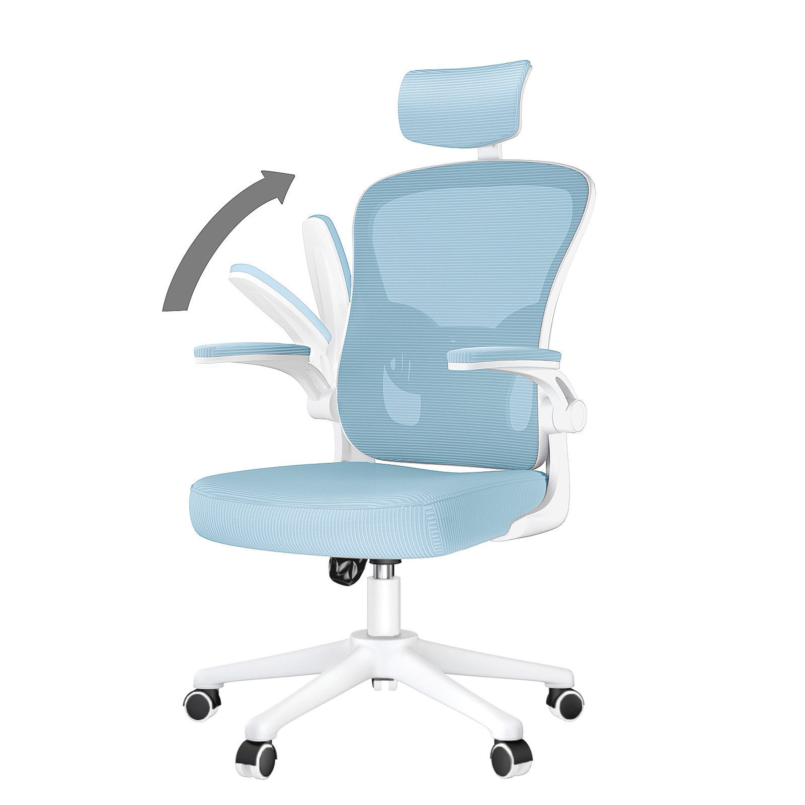 ZAISZE Bürostuhl Bürostuhl Ergonomisch, Schreibtischstuhl mit Kopfstütze, Verstellbare Armlehnen, Lendenstütze & atmungsaktive Rückenlehne