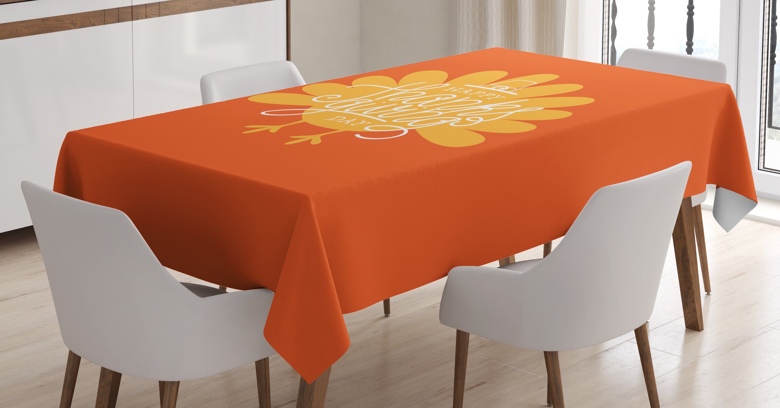 Silhouette Geflügel Tischdecke den Außen Farben, Abakuhaus Farbfest Klare Waschbar Für Bereich Truthahn geeignet Herbst