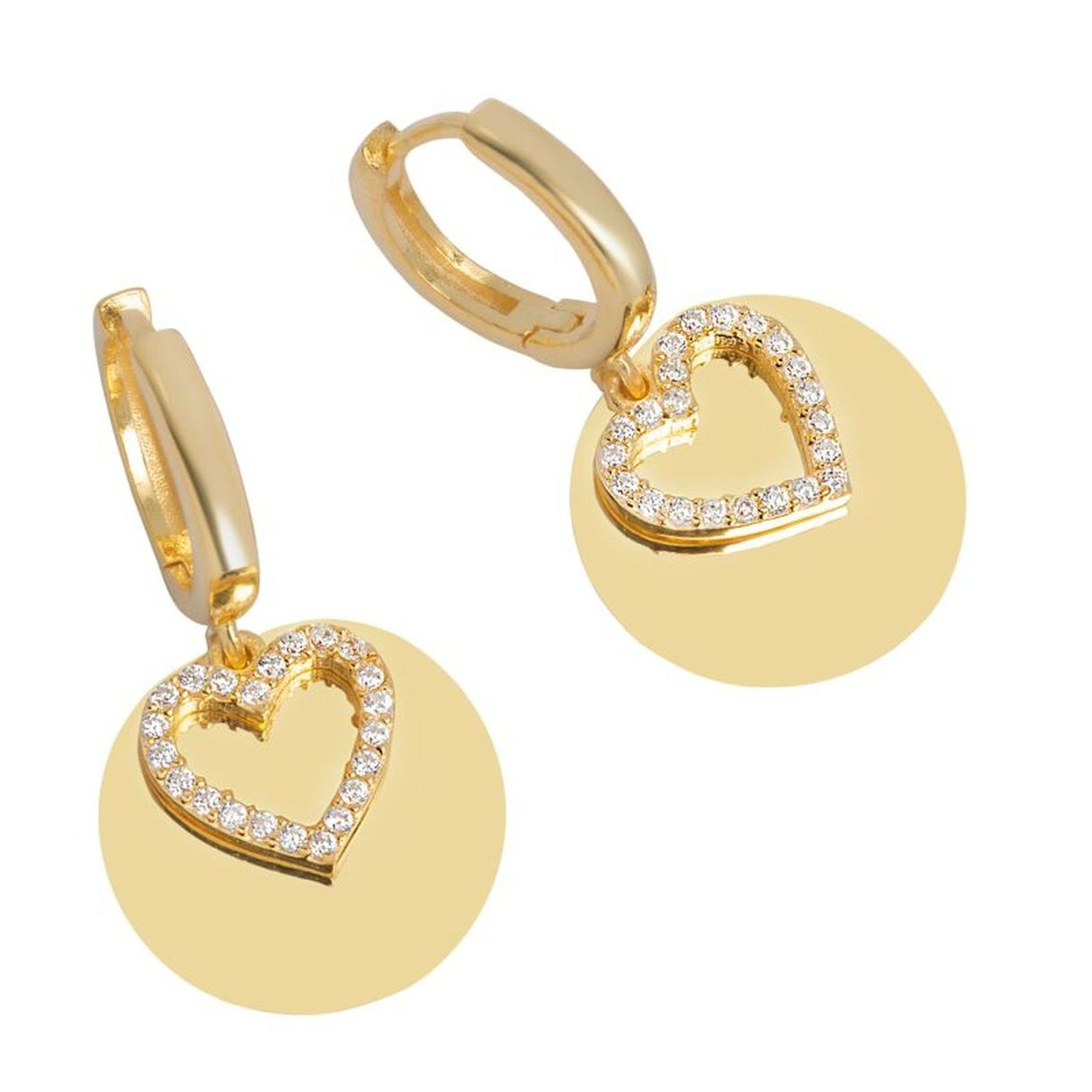 Glänzend Perfekte Ohrhänger vergoldet Paar zum Ergänzung Weiß, dKeniz Zirkonia Silber Outfit Sterling 925/-